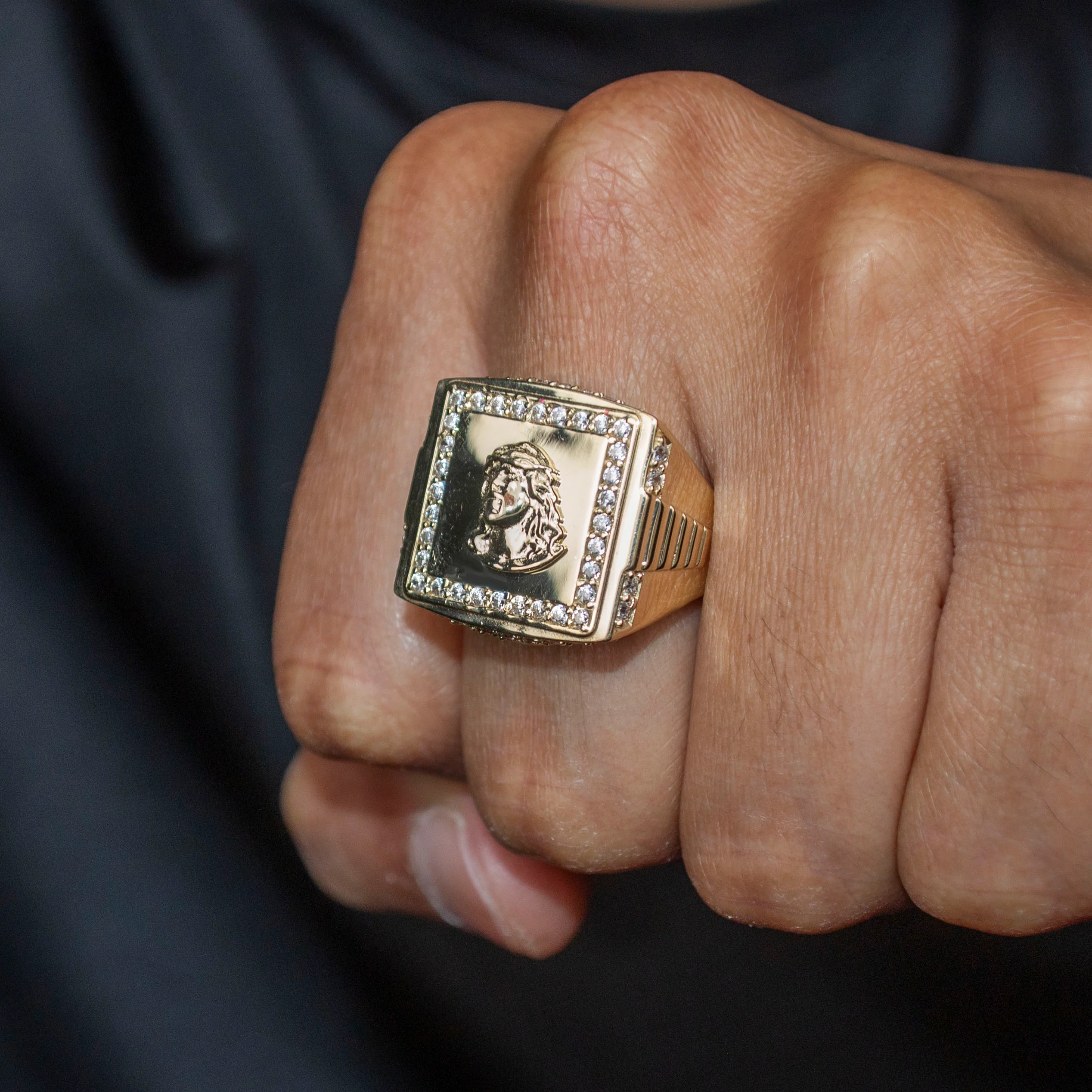 10K Gold Cz Jesus Ring For Men | 6 Grams - Image 2
