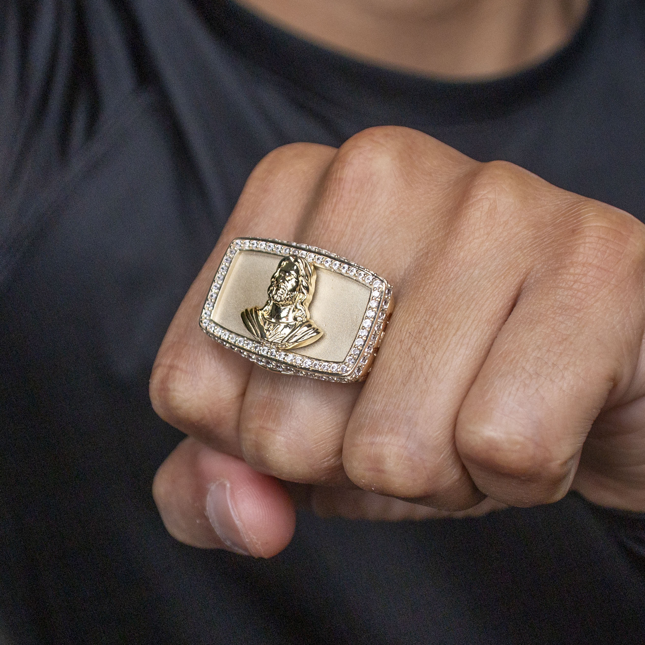 10K Gold Cz Jesus Ring For Men | 9 Grams - Image 4