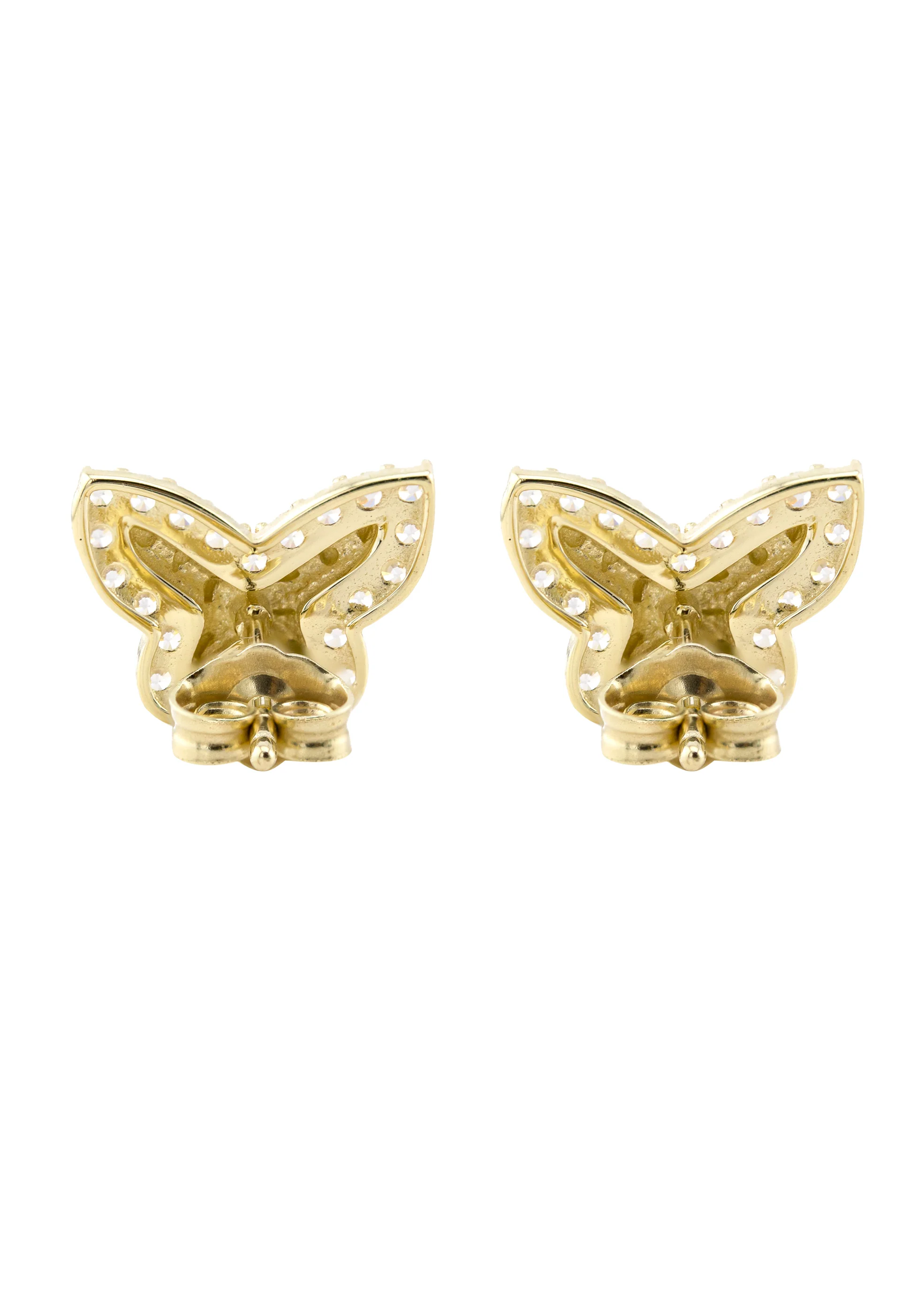 10K Gold Butterfly Nugget Earrings | Appx 0.4 Inches Wide | Style #133 - Image 3