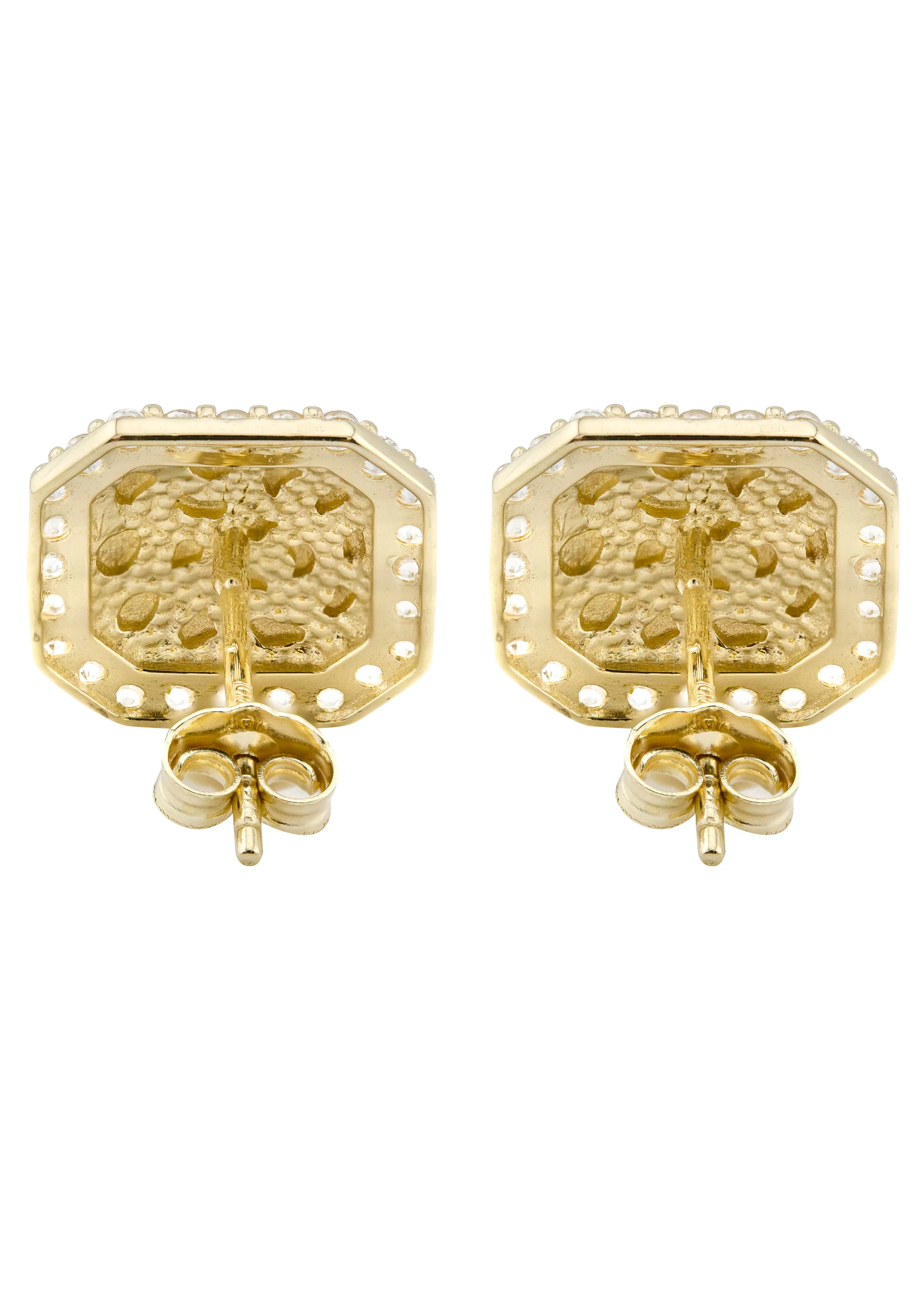10K Gold Nugget Earrings | Appx 0.5 Inches Wide | Style #21 - Image 3