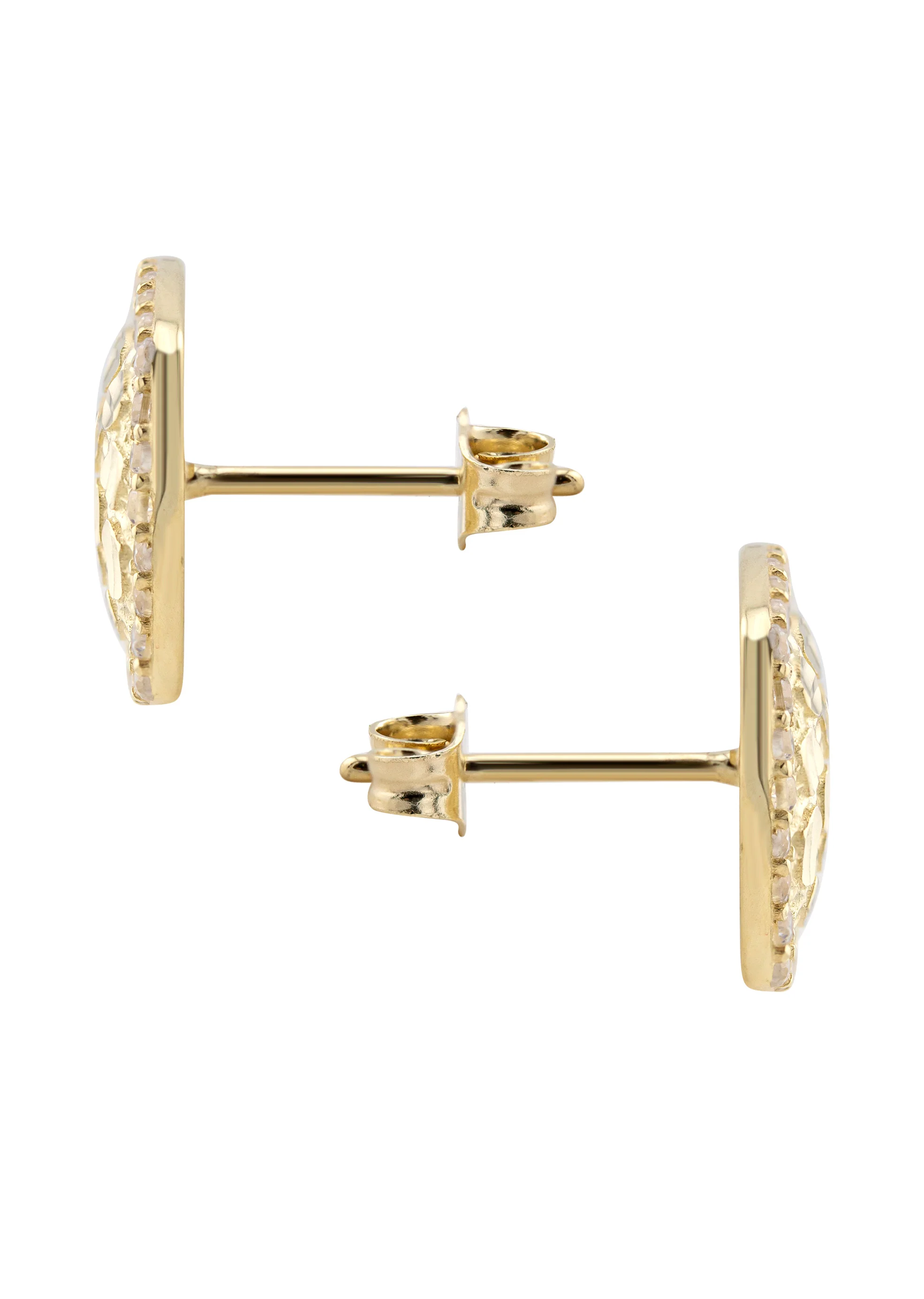 10K Gold Nugget Earrings | Appx 0.5 Inches Wide | Style #13 - Image 2