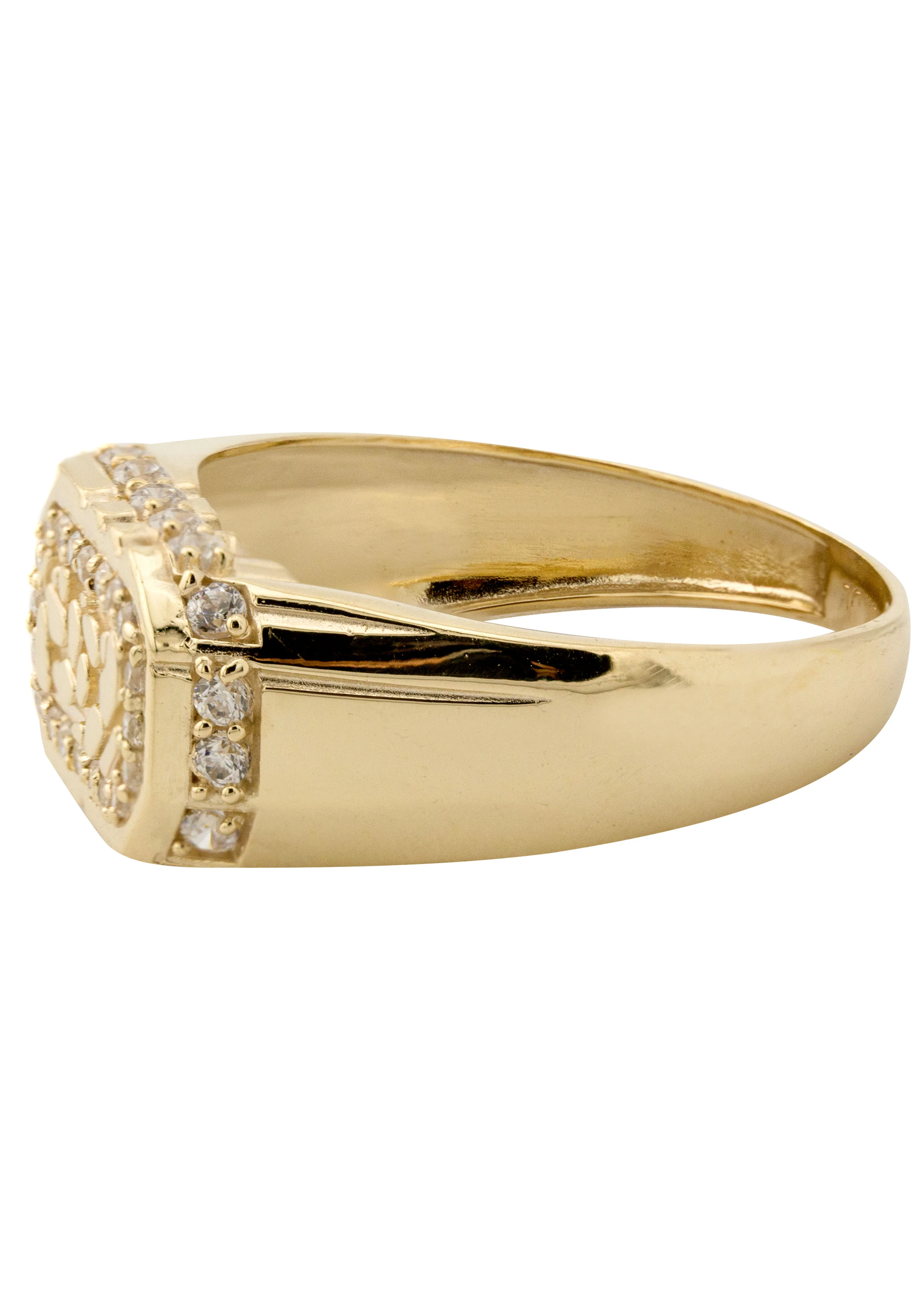 10K Gold Cz Nugget Ring For Men | 2.3 Grams - Image 2