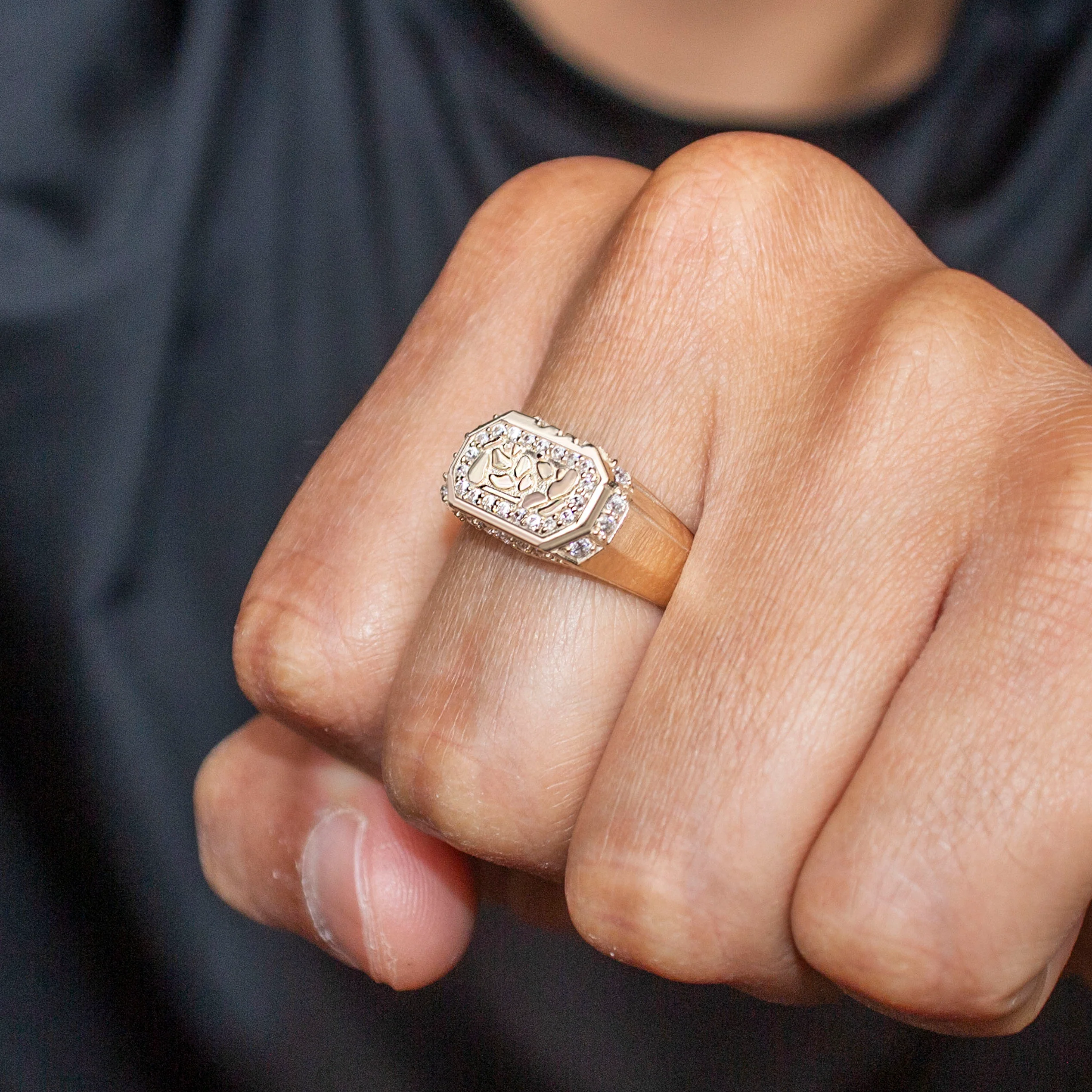 10K Gold Cz Nugget Ring For Men | 2.3 Grams - Image 4