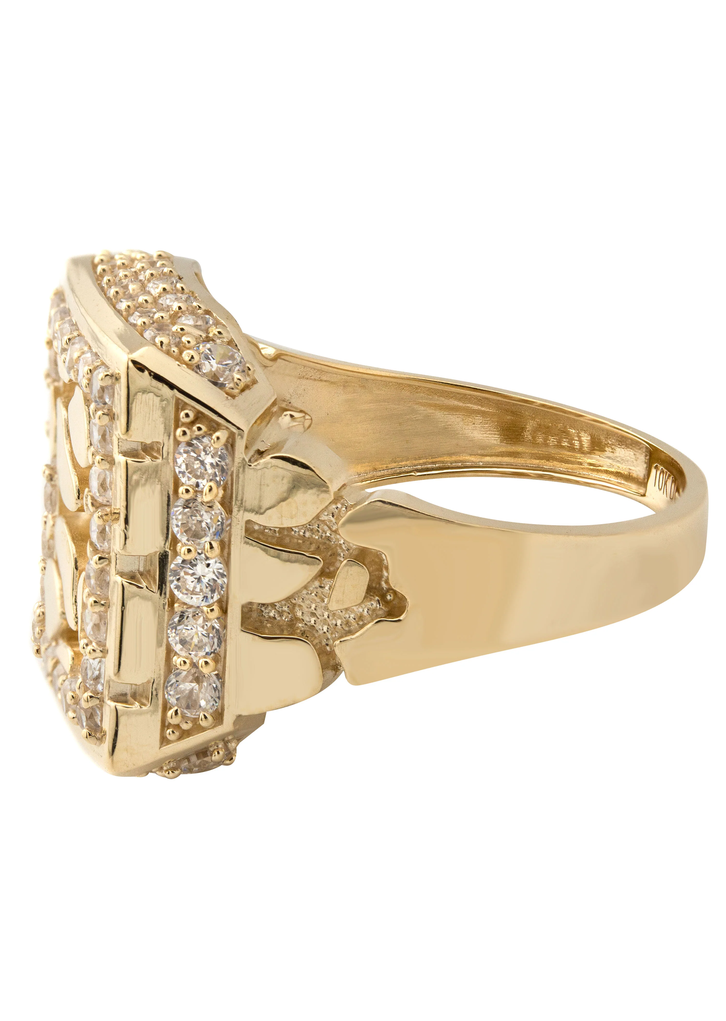 10K Gold Cz Nugget Ring For Men | 4.7 Grams - Image 2