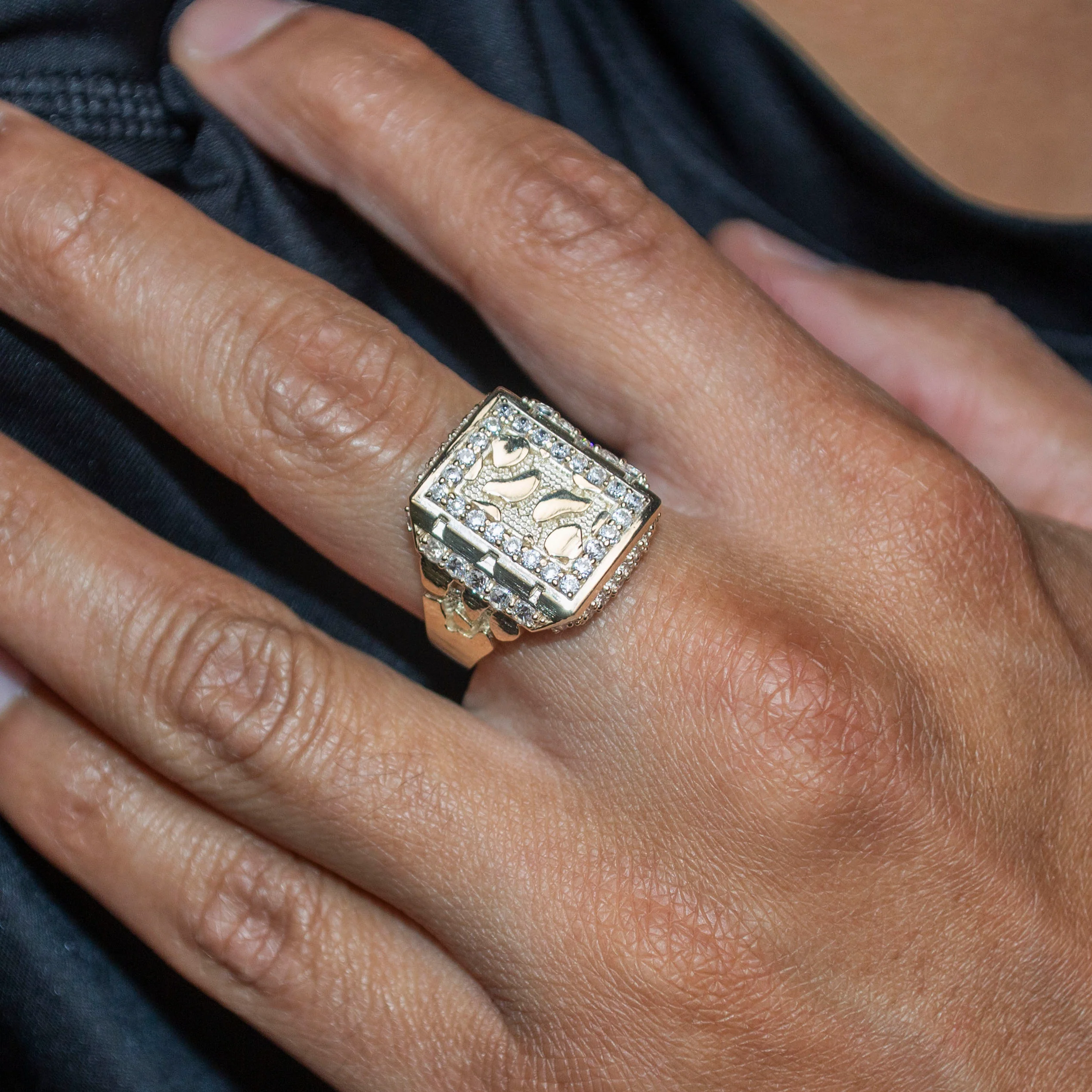 10K Gold Cz Nugget Ring For Men | 4.7 Grams - Image 4