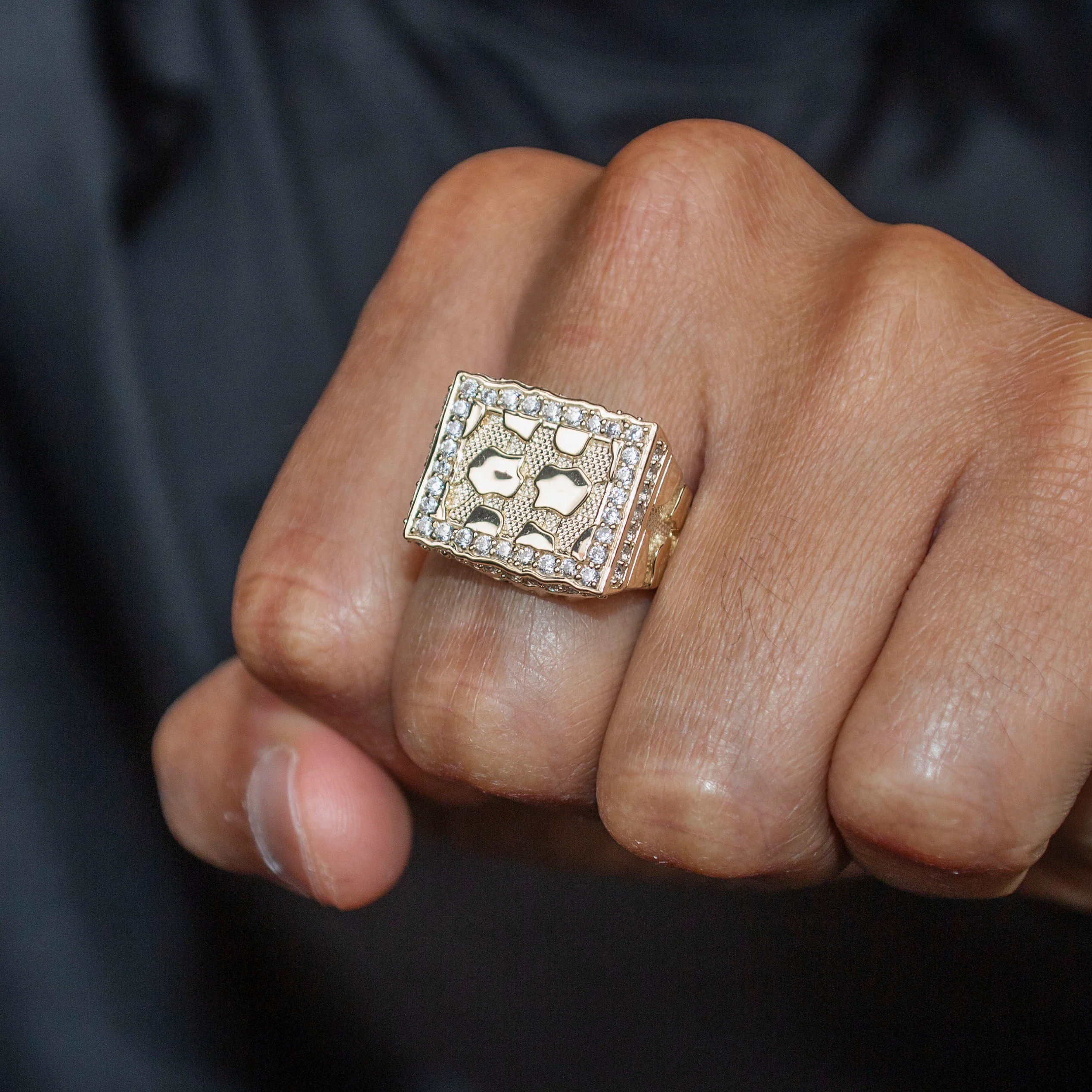 10K Gold Cz Nugget Ring For Men | 5 Grams - Image 4