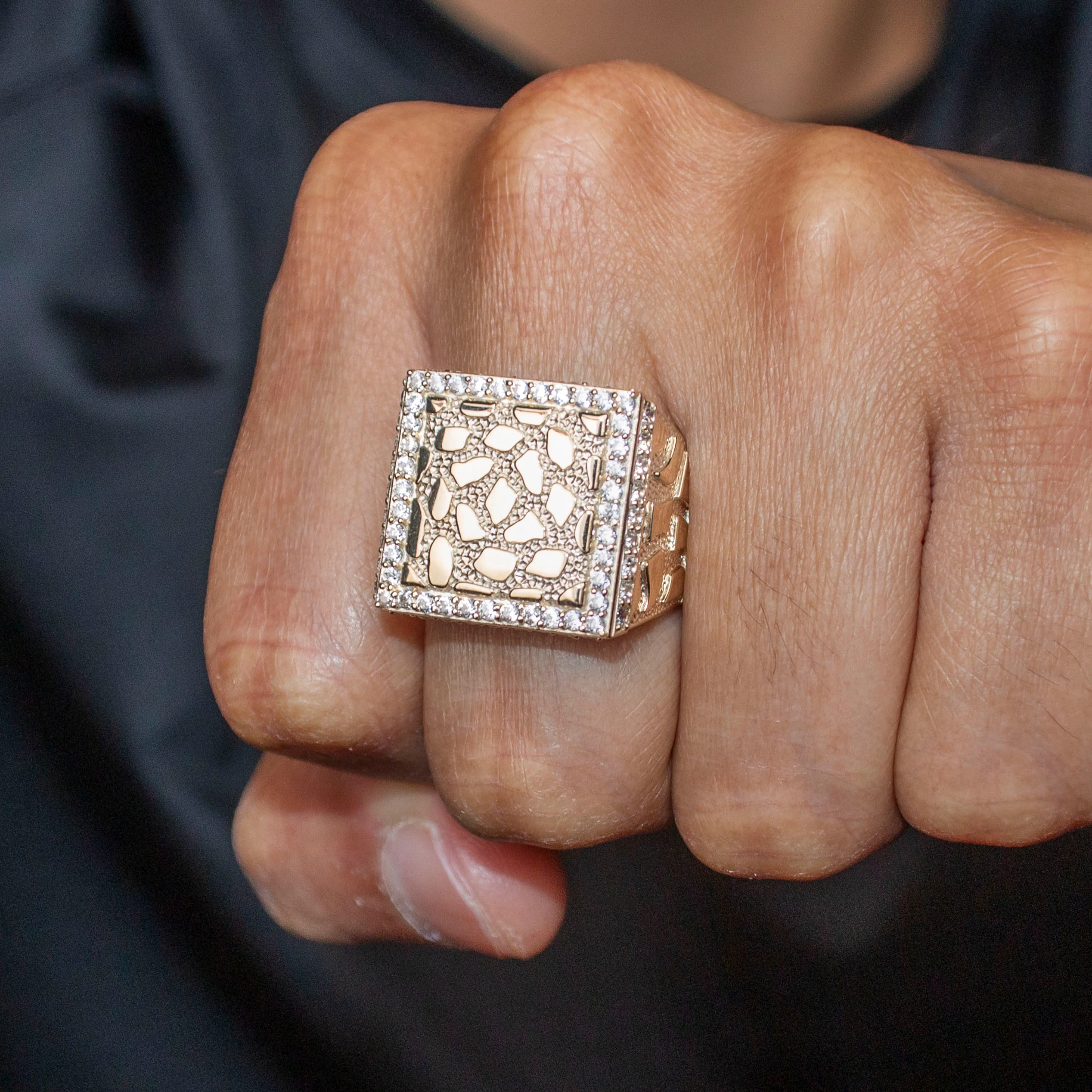 10K Gold Cz Nugget Ring For Men | 6 Grams - Image 2