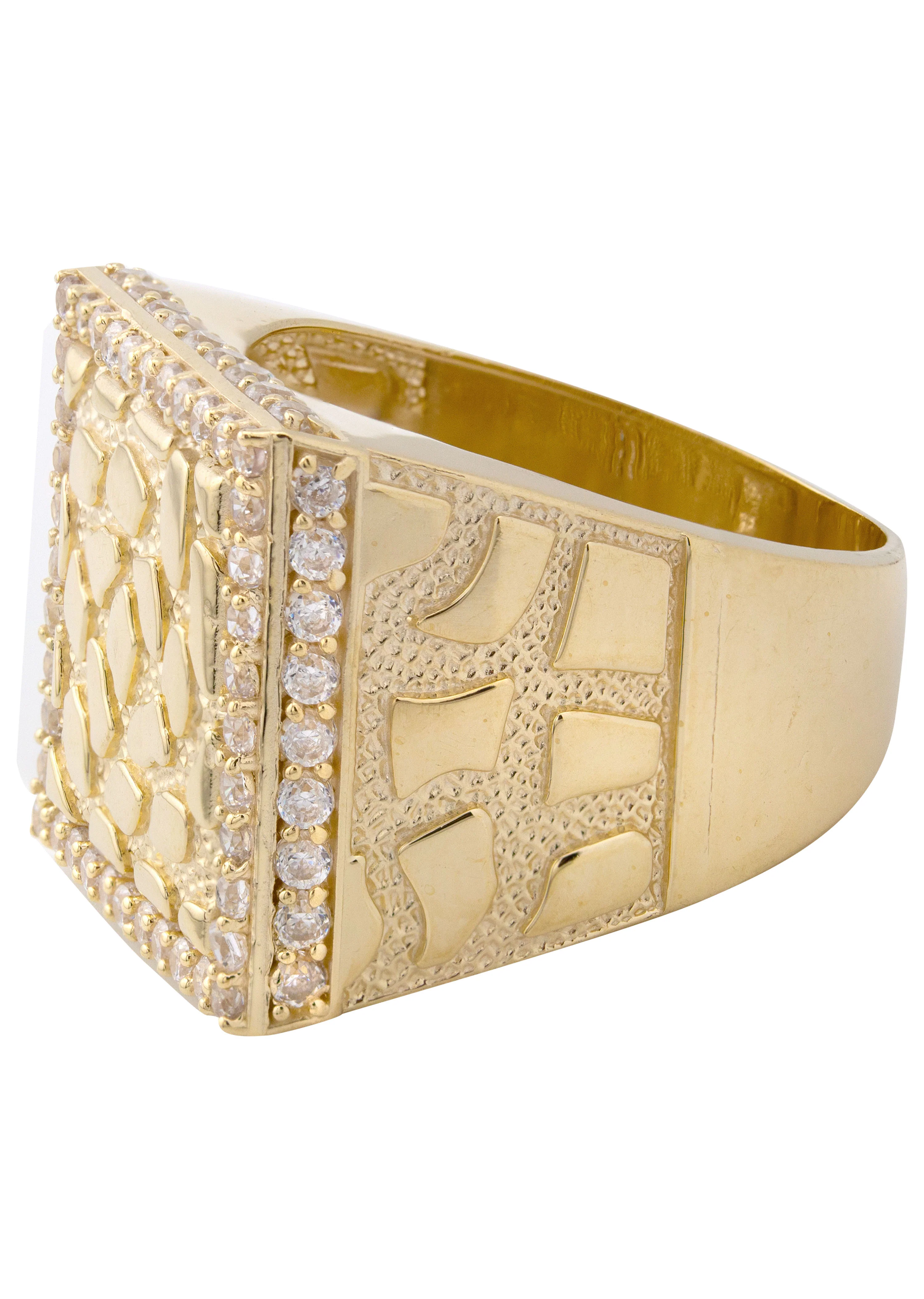 10K Gold Cz Nugget Ring For Men | 6 Grams - Image 3