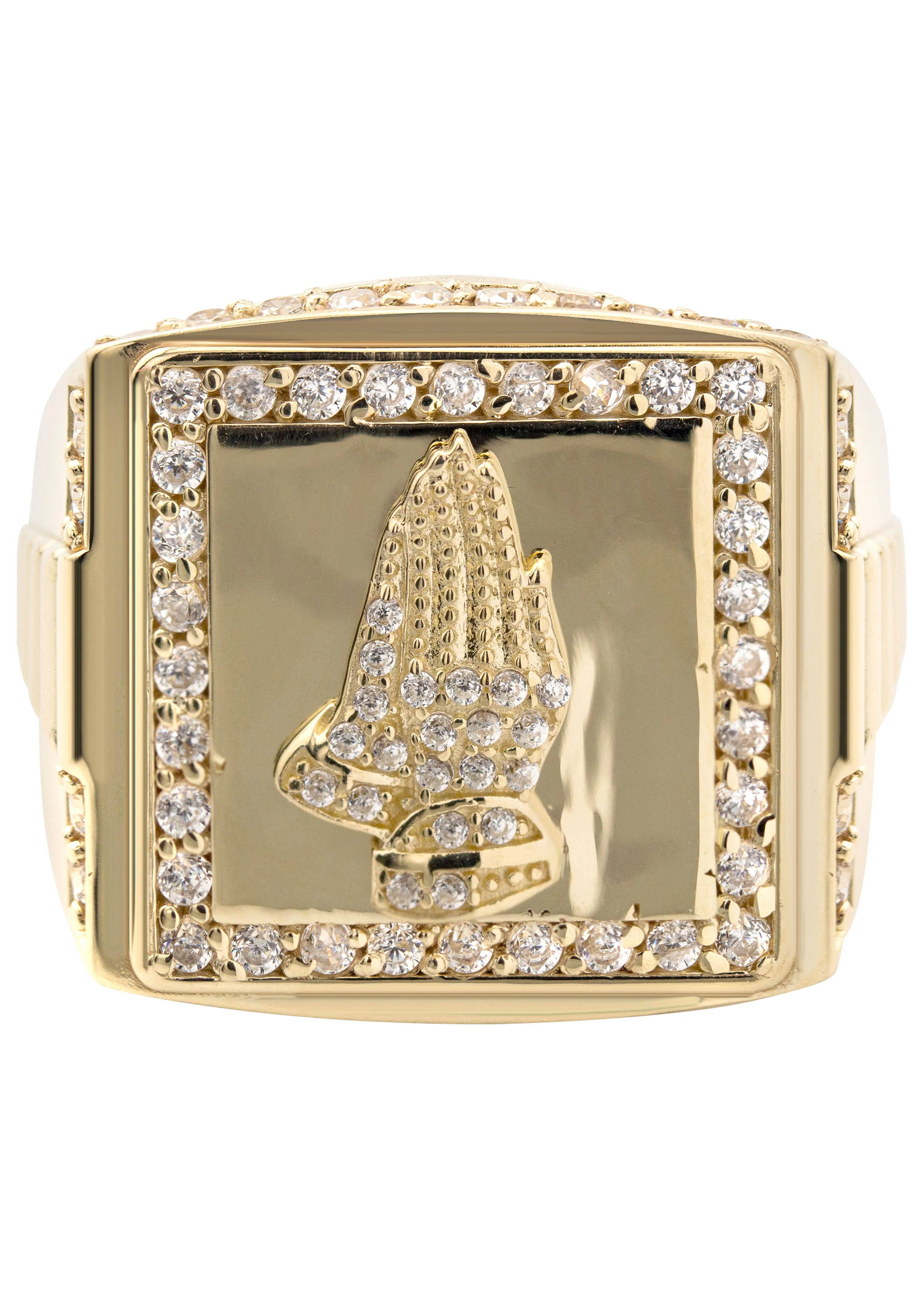 10K Gold Cz Praying Hands Ring For Men | 6 Grams