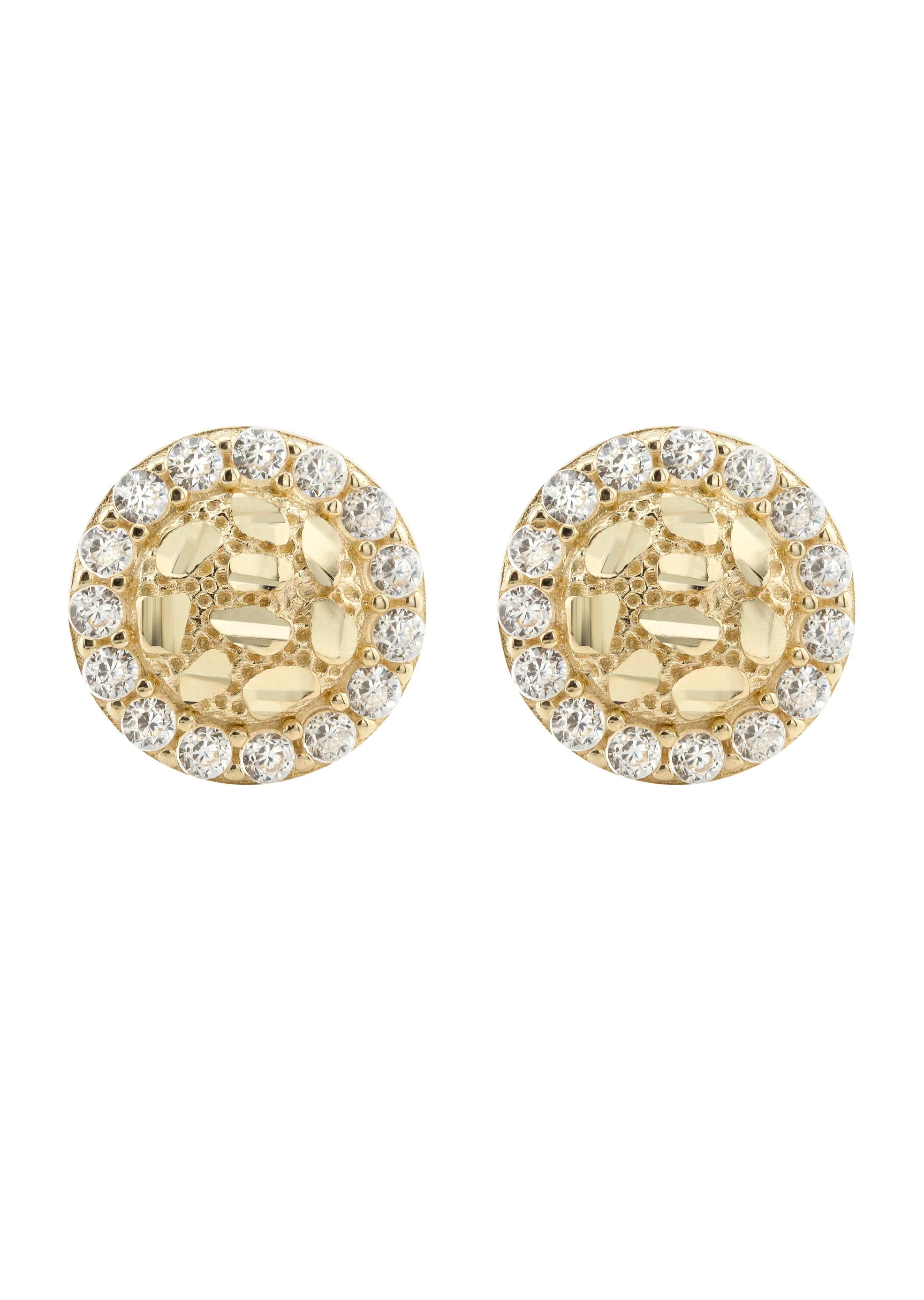 10K Gold Round Nugget Earrings | Appx 0.3 Inches Wide | Style #9