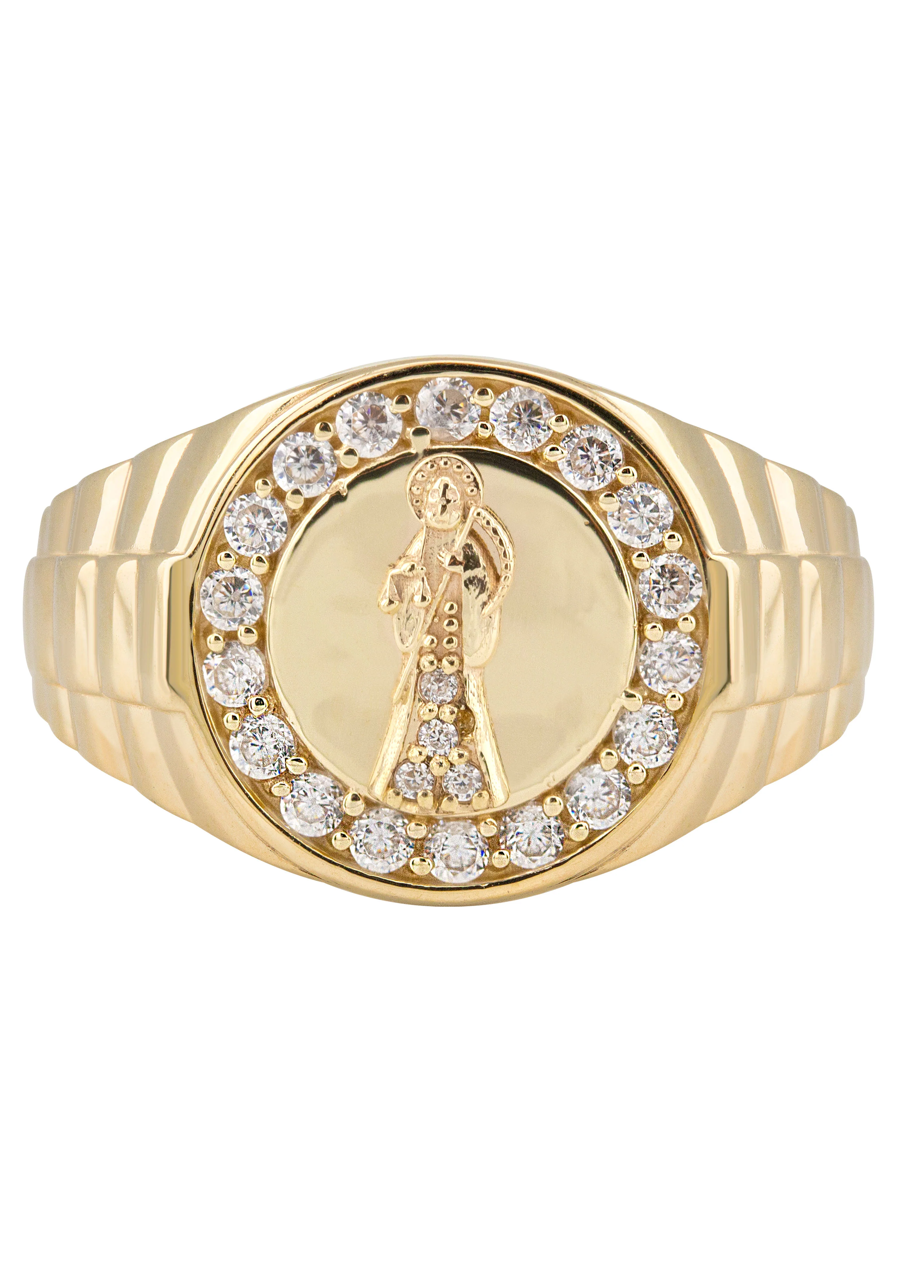 10K Gold Cz St. Death Ring For Men | 2.6 Grams