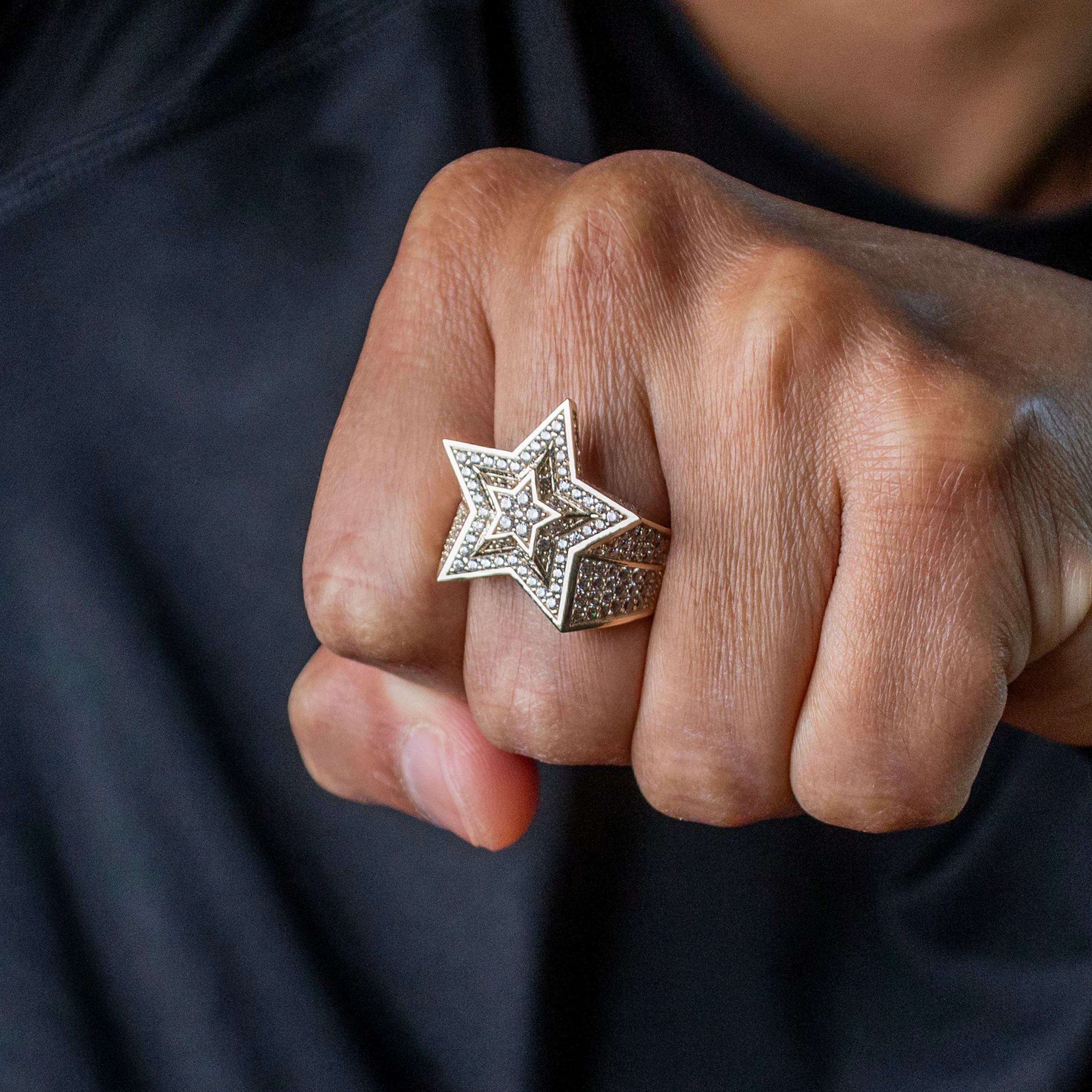 10K Gold Cz Star Ring For Men | 6.4 Grams - Image 2