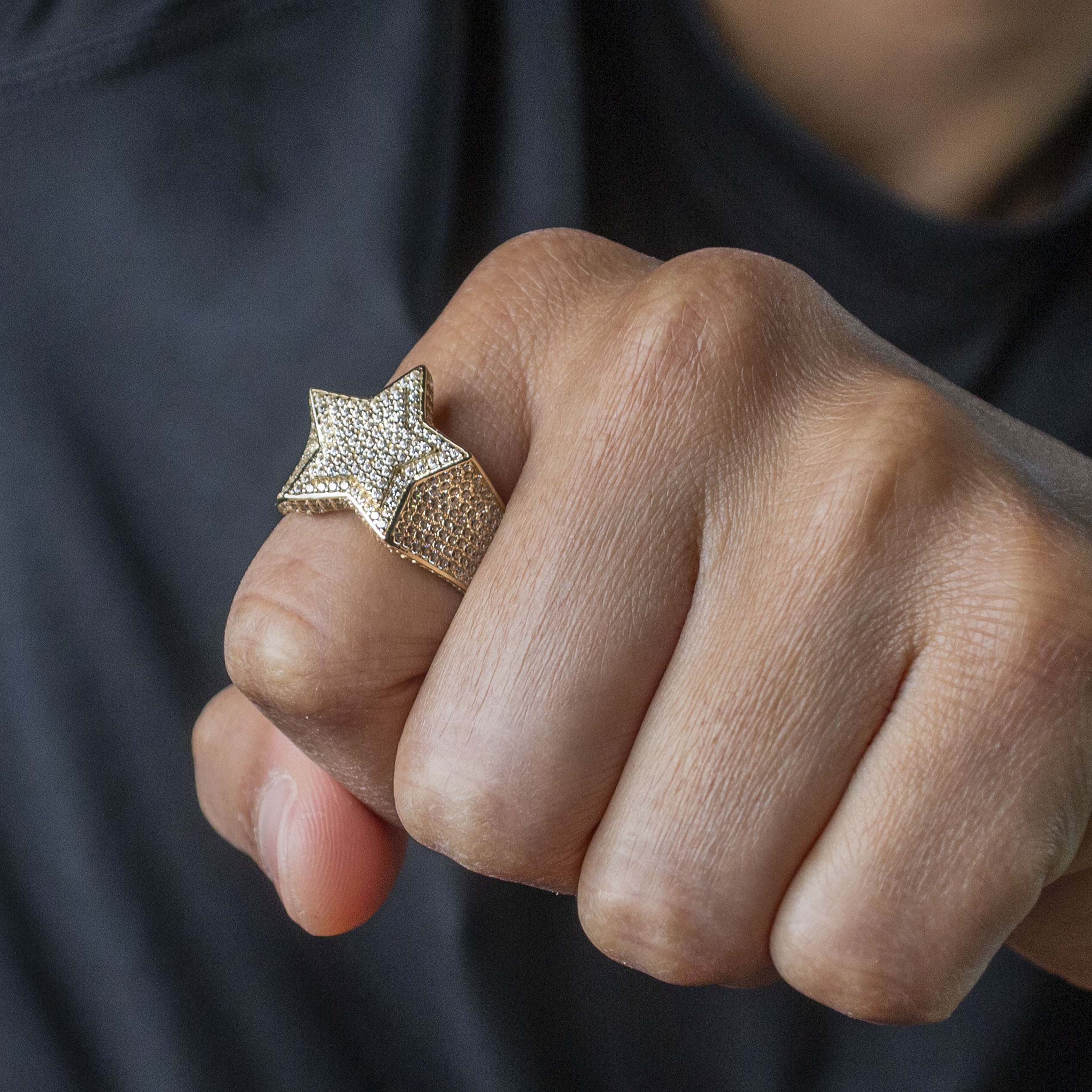 10K Gold Cz Star Ring For Men | 7 Grams - Image 2