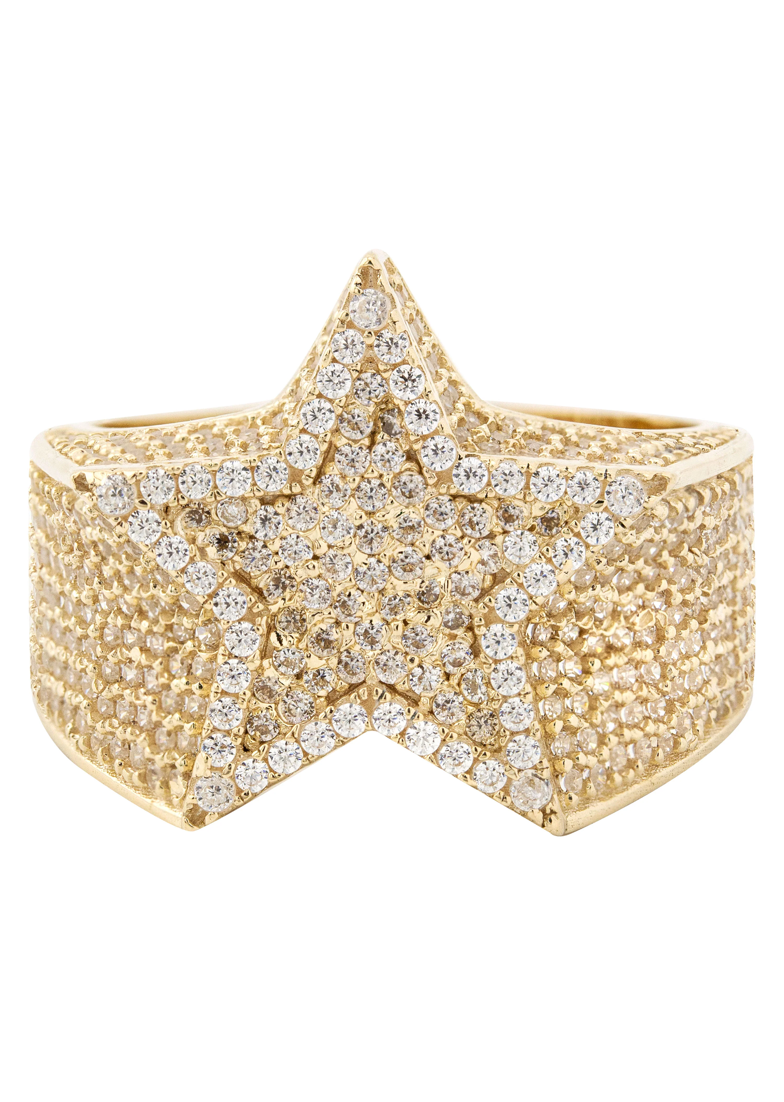 10K Gold Cz Star Ring For Men | 8 Grams
