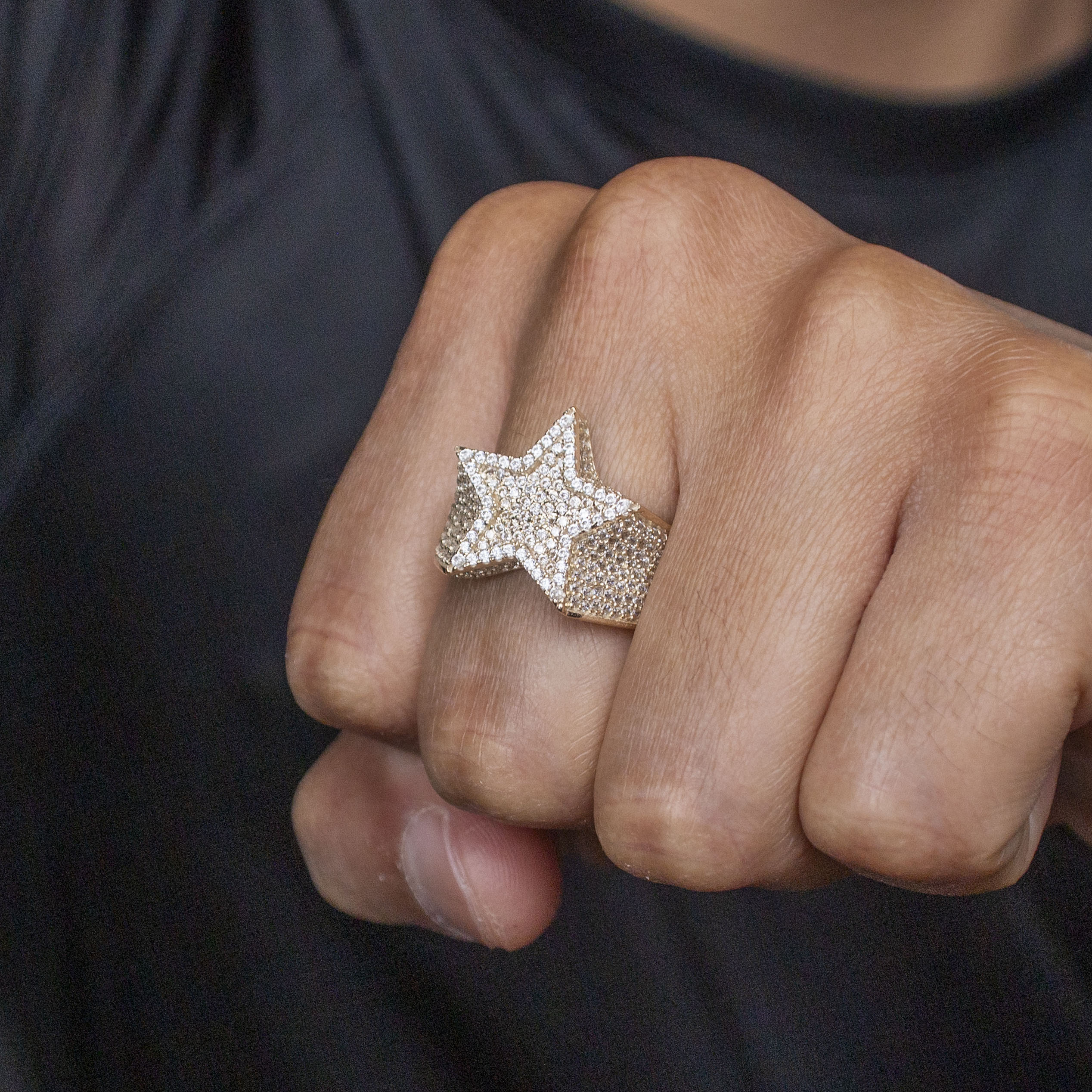 10K Gold Cz Star Ring For Men | 8 Grams - Image 2