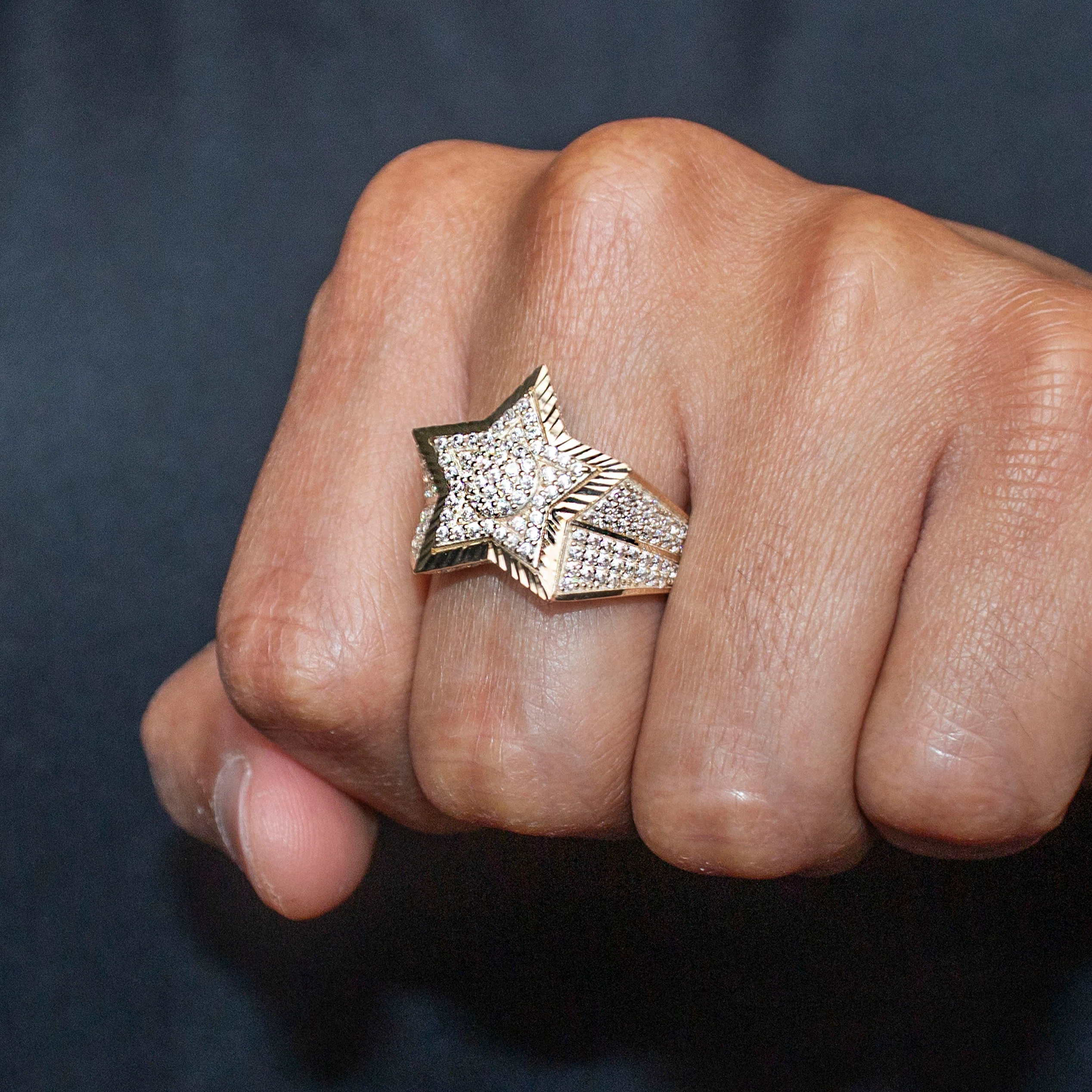 10K Gold Cz Star Ring For Men | 8 Grams - Image 2