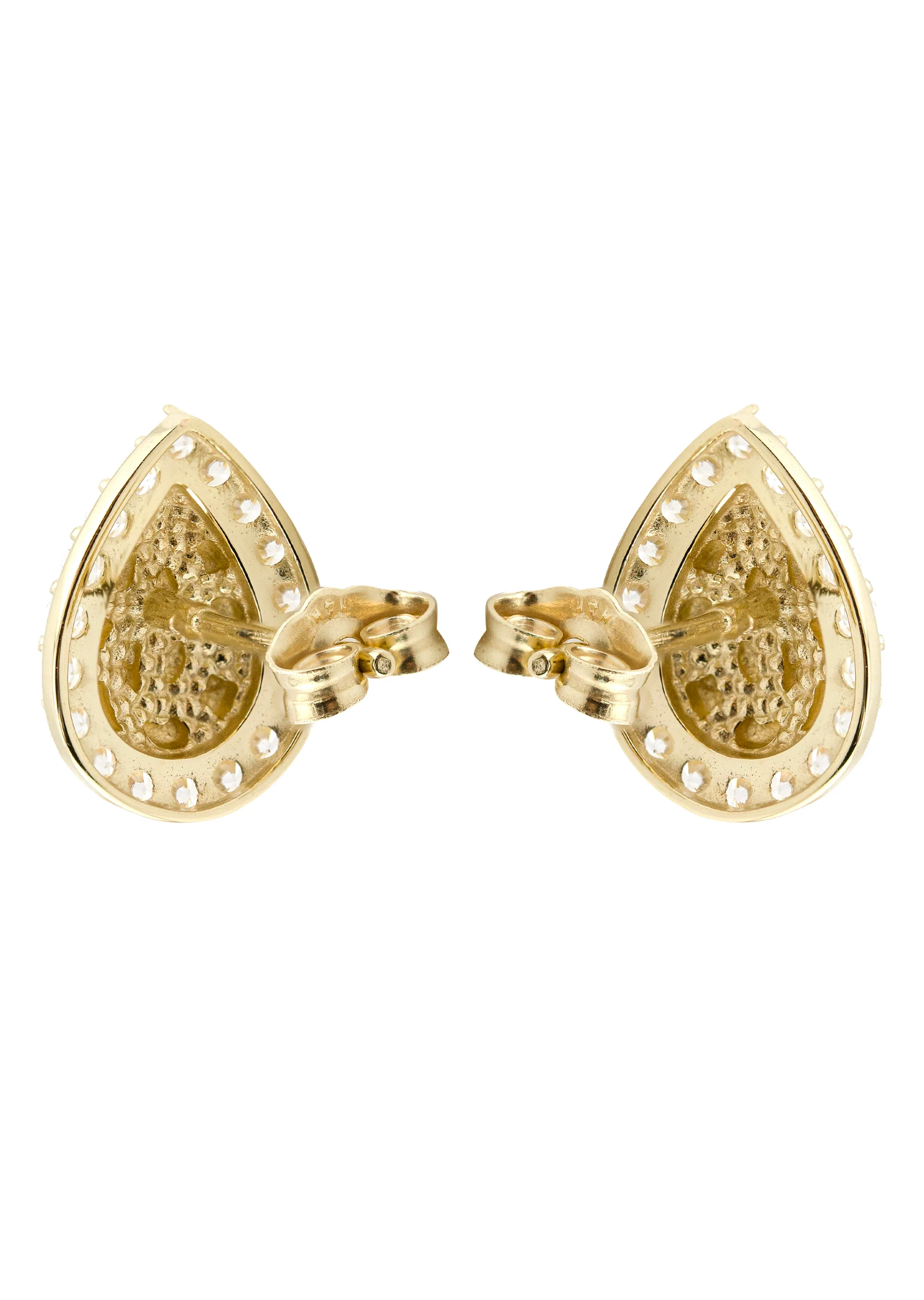 10K Gold Tear Drop Nugget Earrings | Appx 0.4 Inches Wide | Style #49 - Image 3