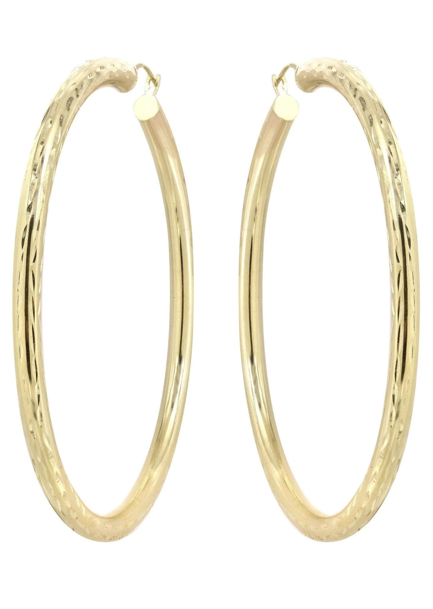 10K Gold Diamond Cut Hoop Earrings | Customizable Size - Image 3