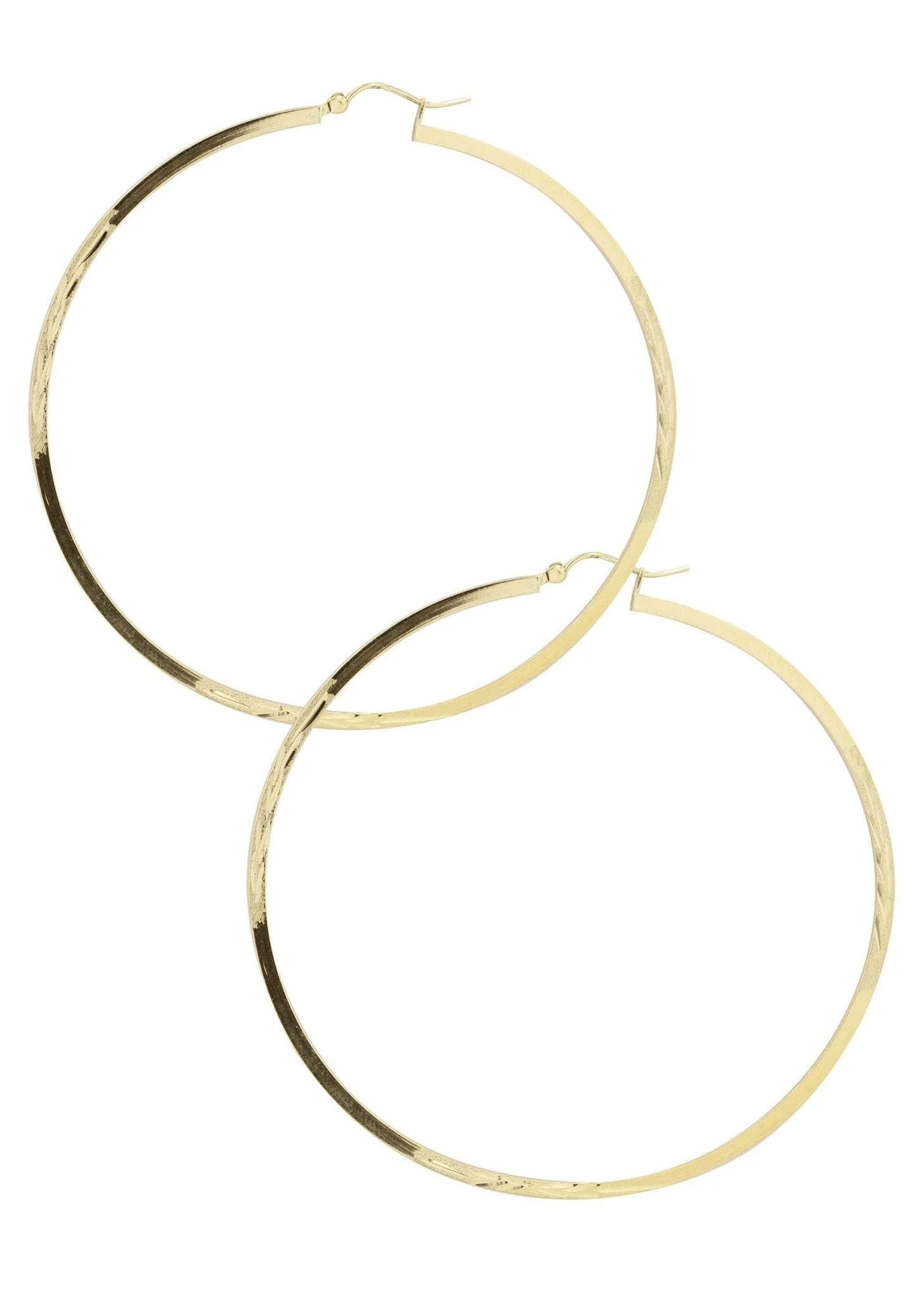 10K Gold Diamond Cut Hoop Earrings | Customizable Size - Image 2