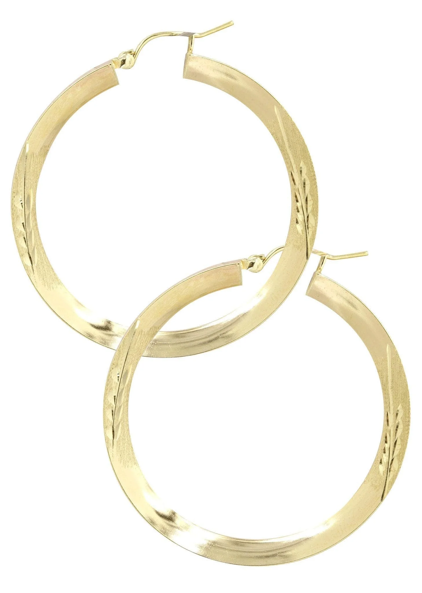 10K Gold Diamond Cut Hoop Earrings | Customizable Size - Image 2