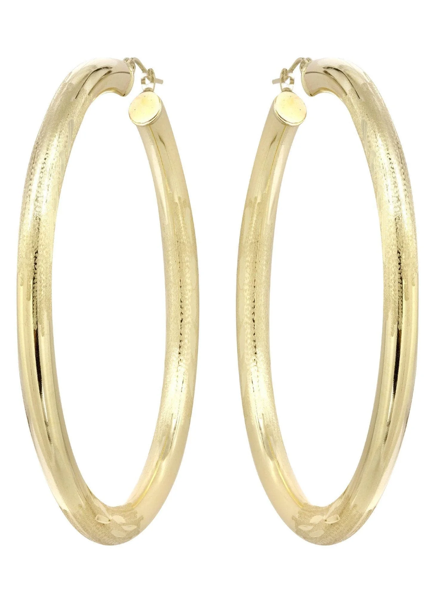 10K Gold Diamond Cut Hoop Earrings | Customizable Size - Image 3