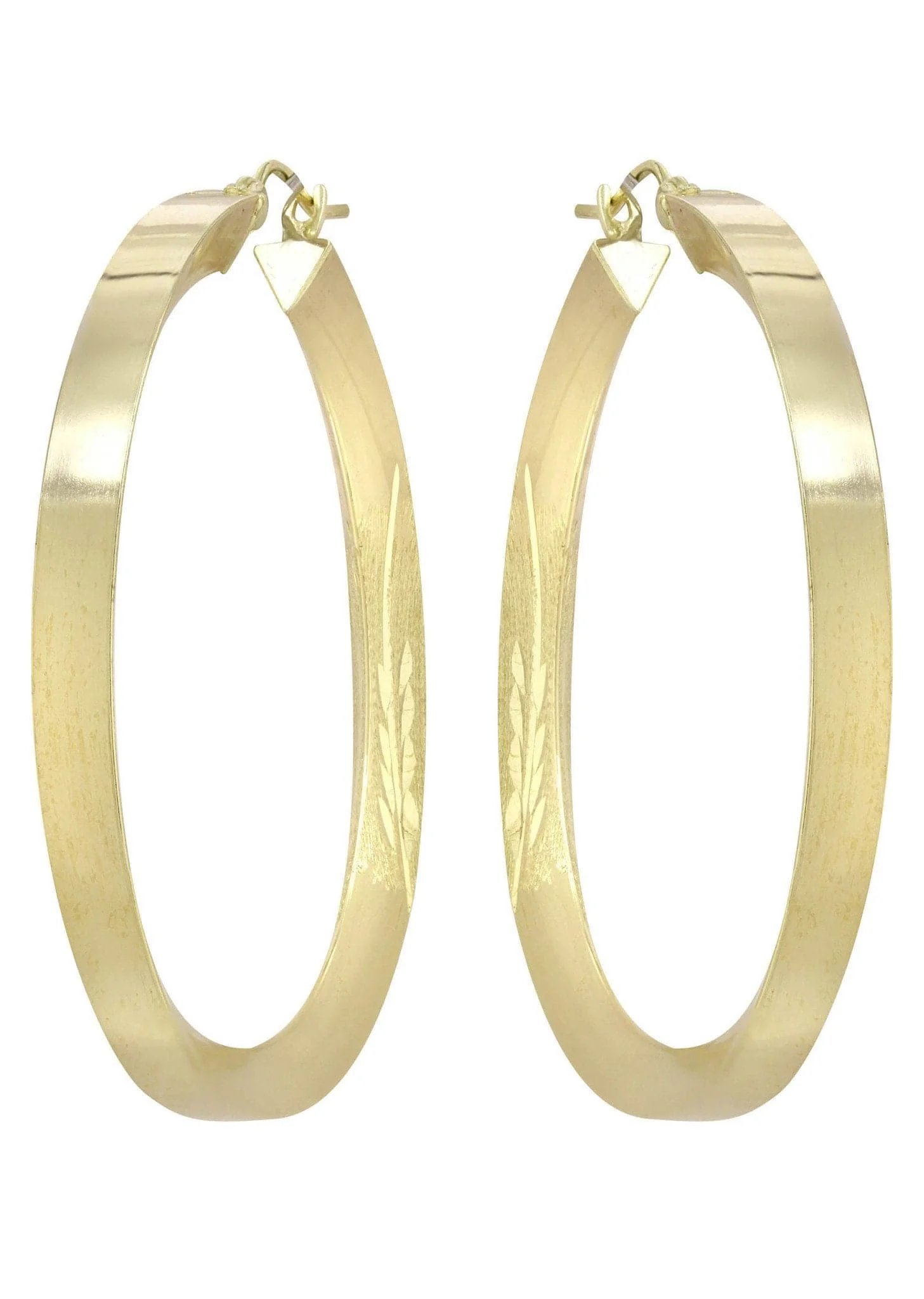 10K Gold Diamond Cut Hoop Earrings | Customizable Size - Image 3