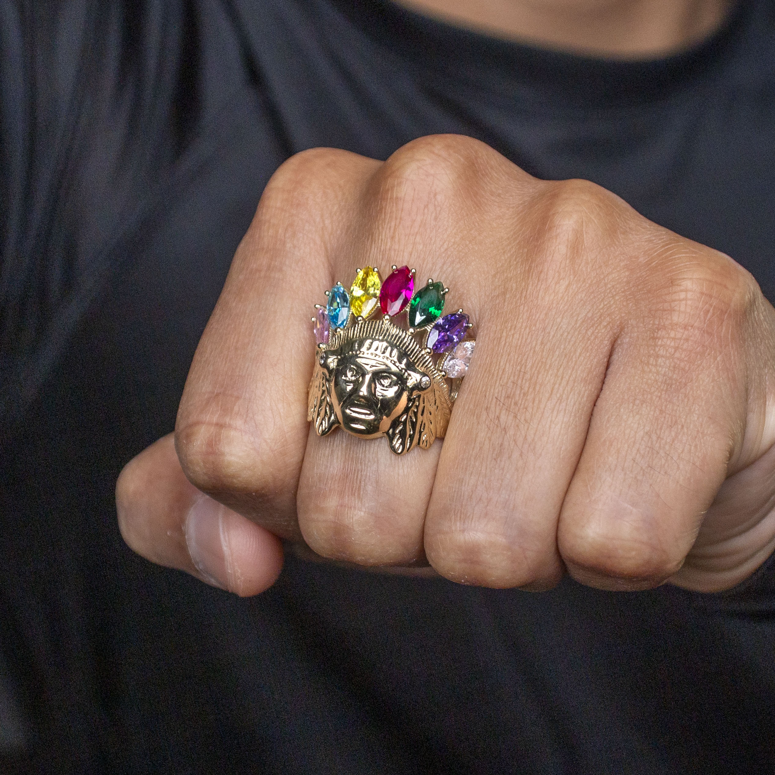 10K Gold Indian Chief Ring For Men | 7.6 Grams - Image 4