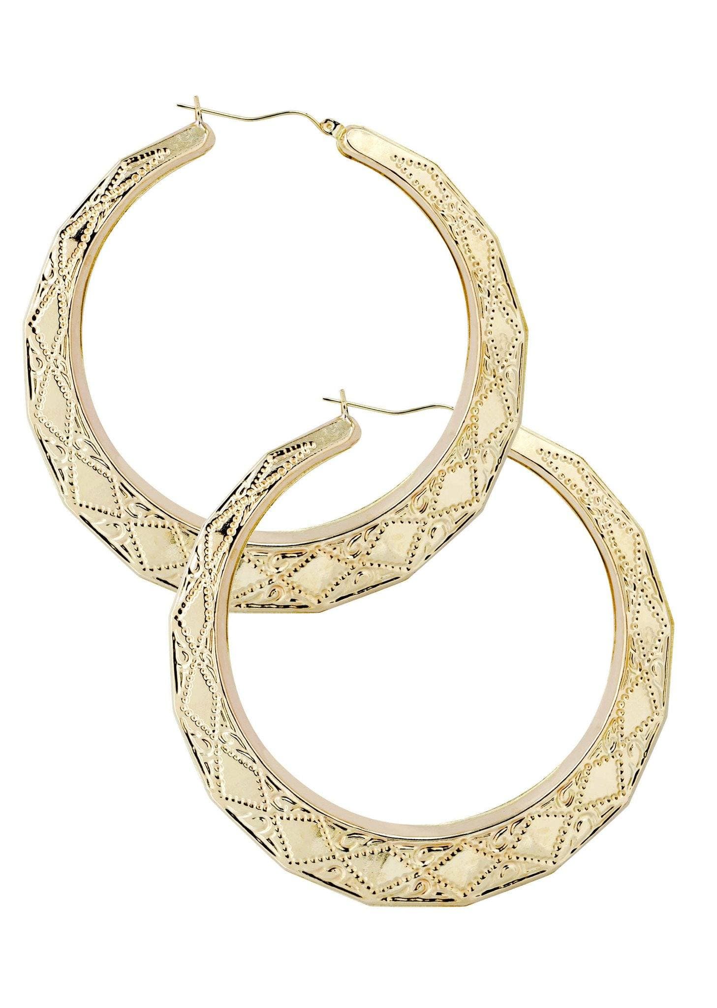 10K Gold Stop Sign Hoop Earrings | Customizable Size - Image 2