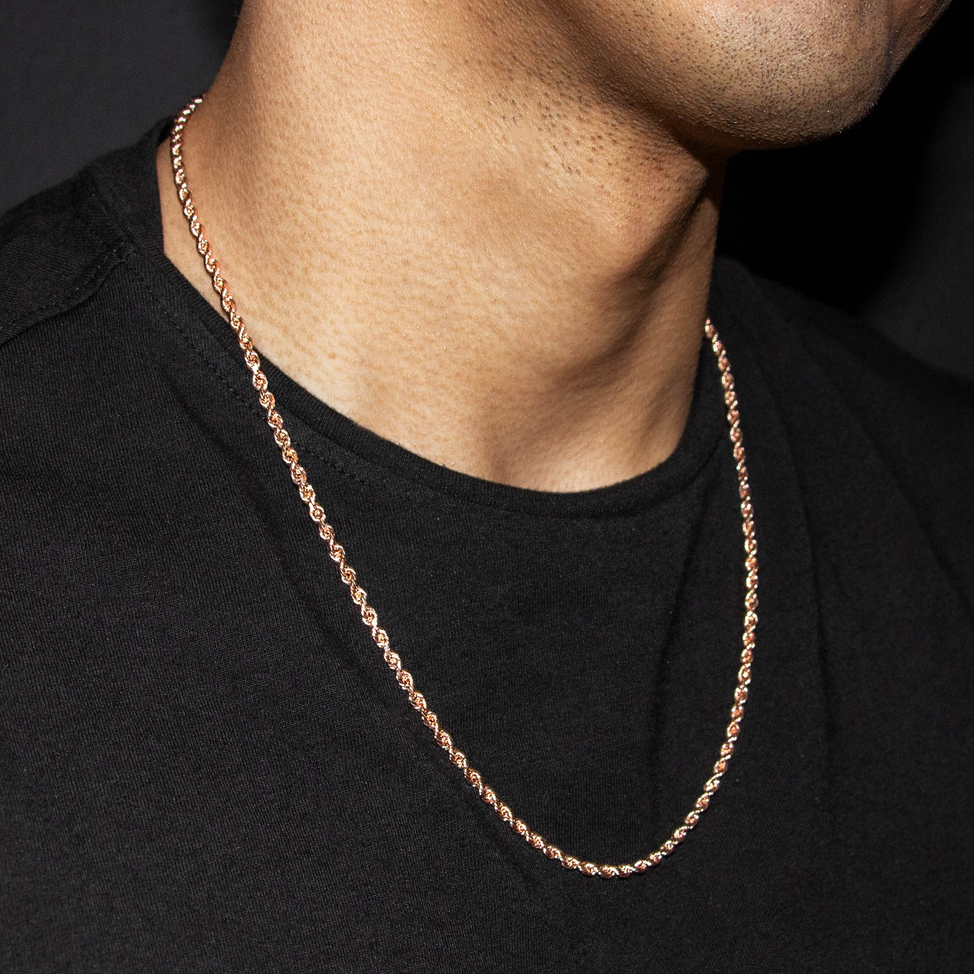 10K Rose Gold Rope Necklace / 3 MM - Image 3
