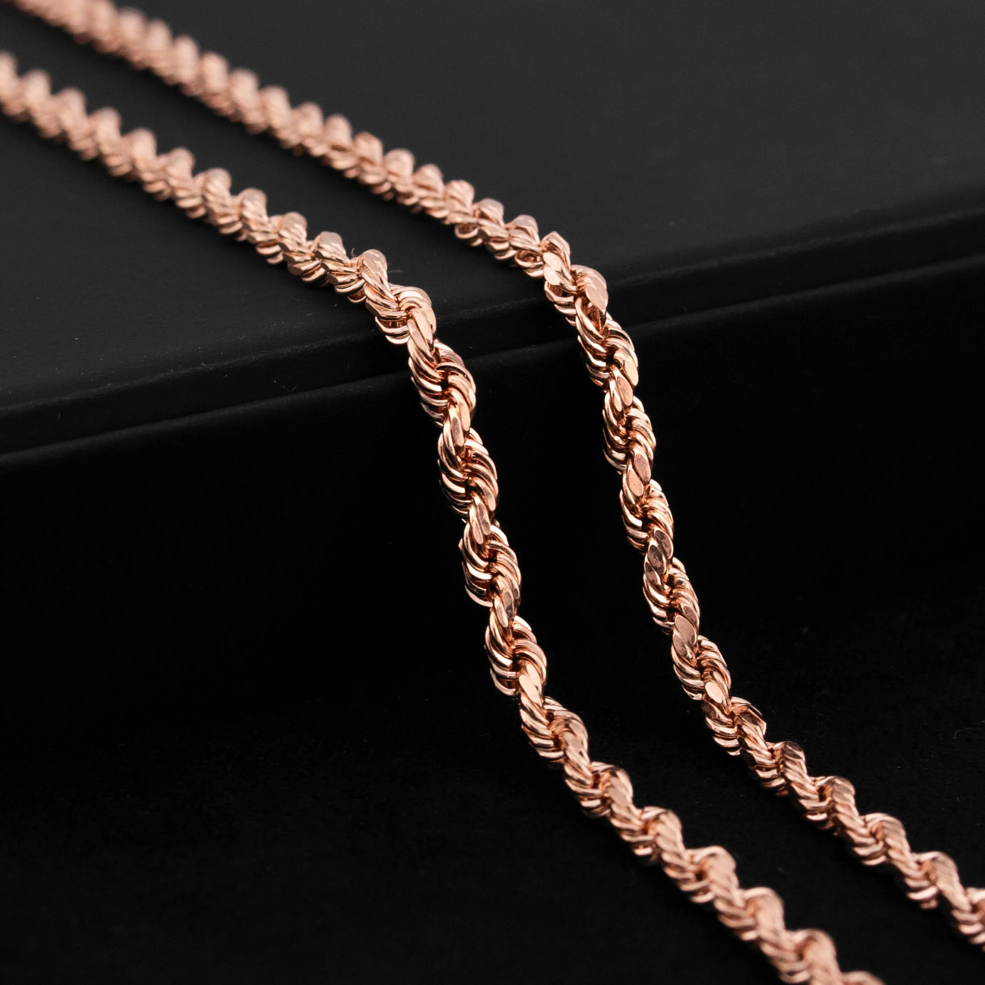 10K Rose Gold Rope Necklace / 3 MM - Image 4