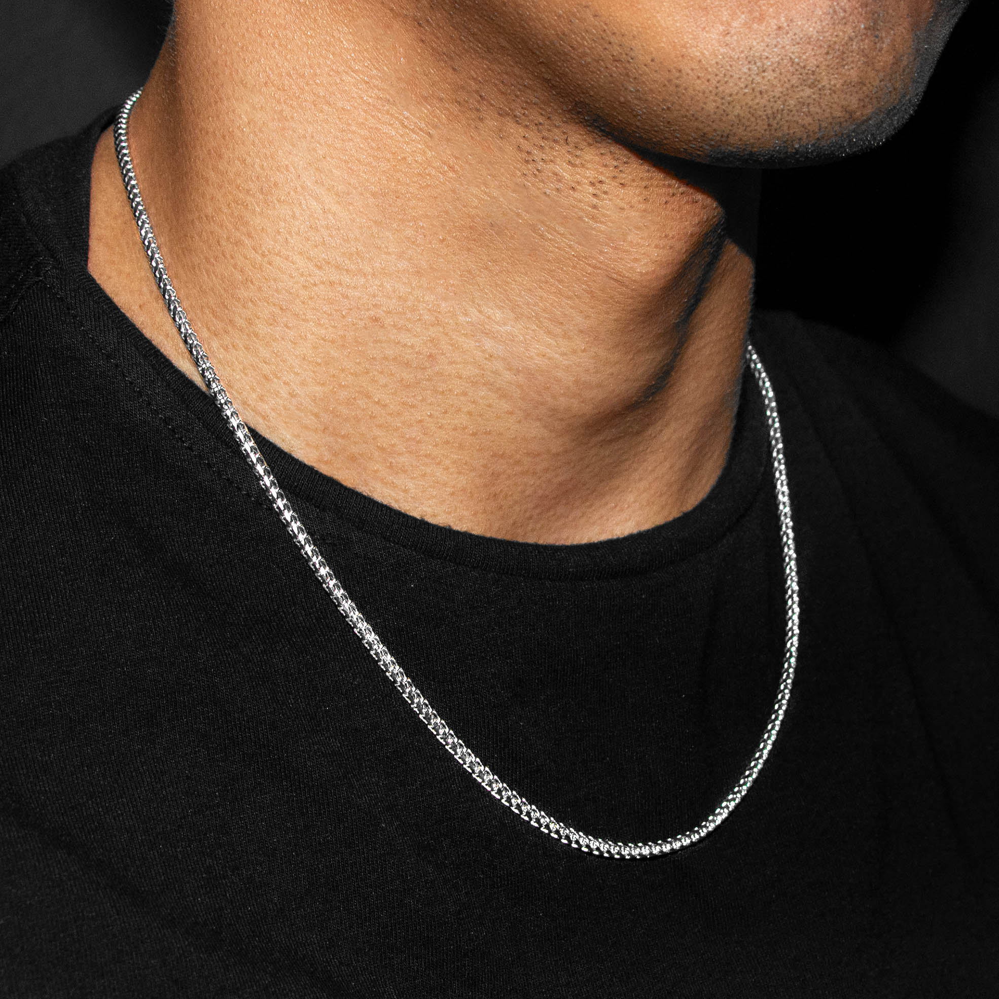 10K White Gold Franco Necklace / 3 MM - Image 3