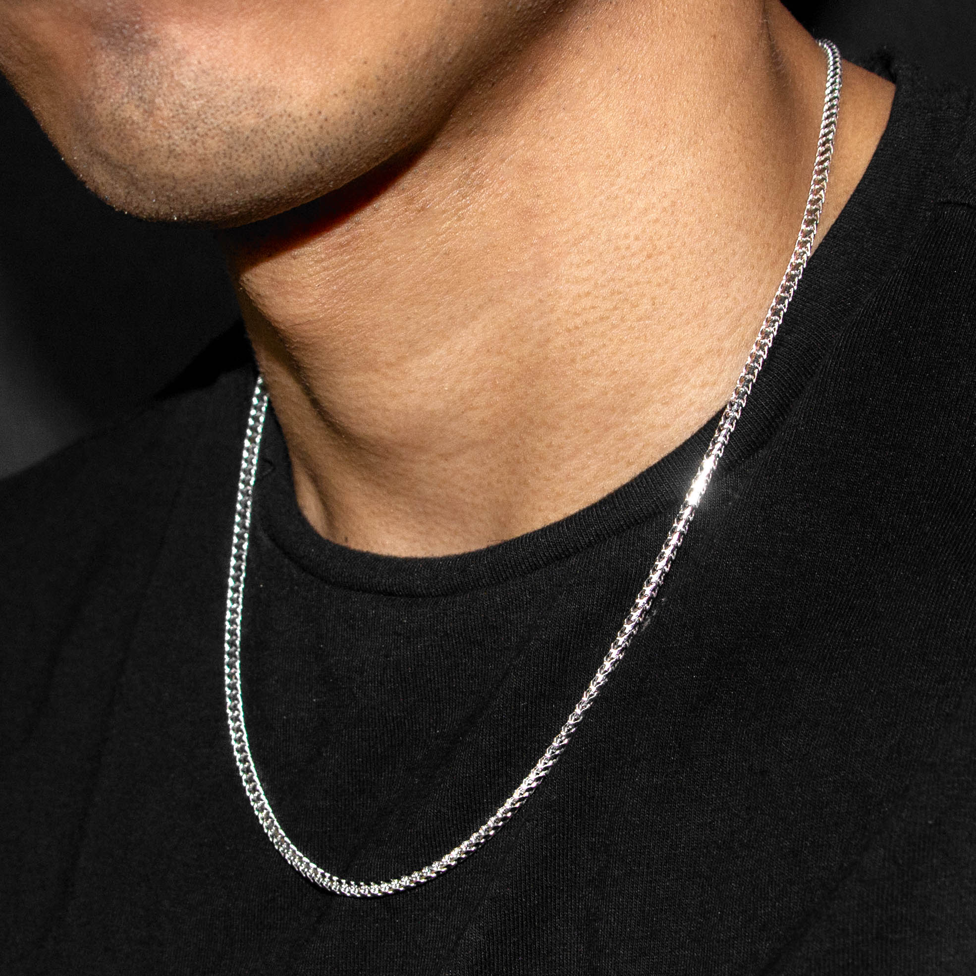 10K White Gold Franco Necklace / 3 MM - Image 6