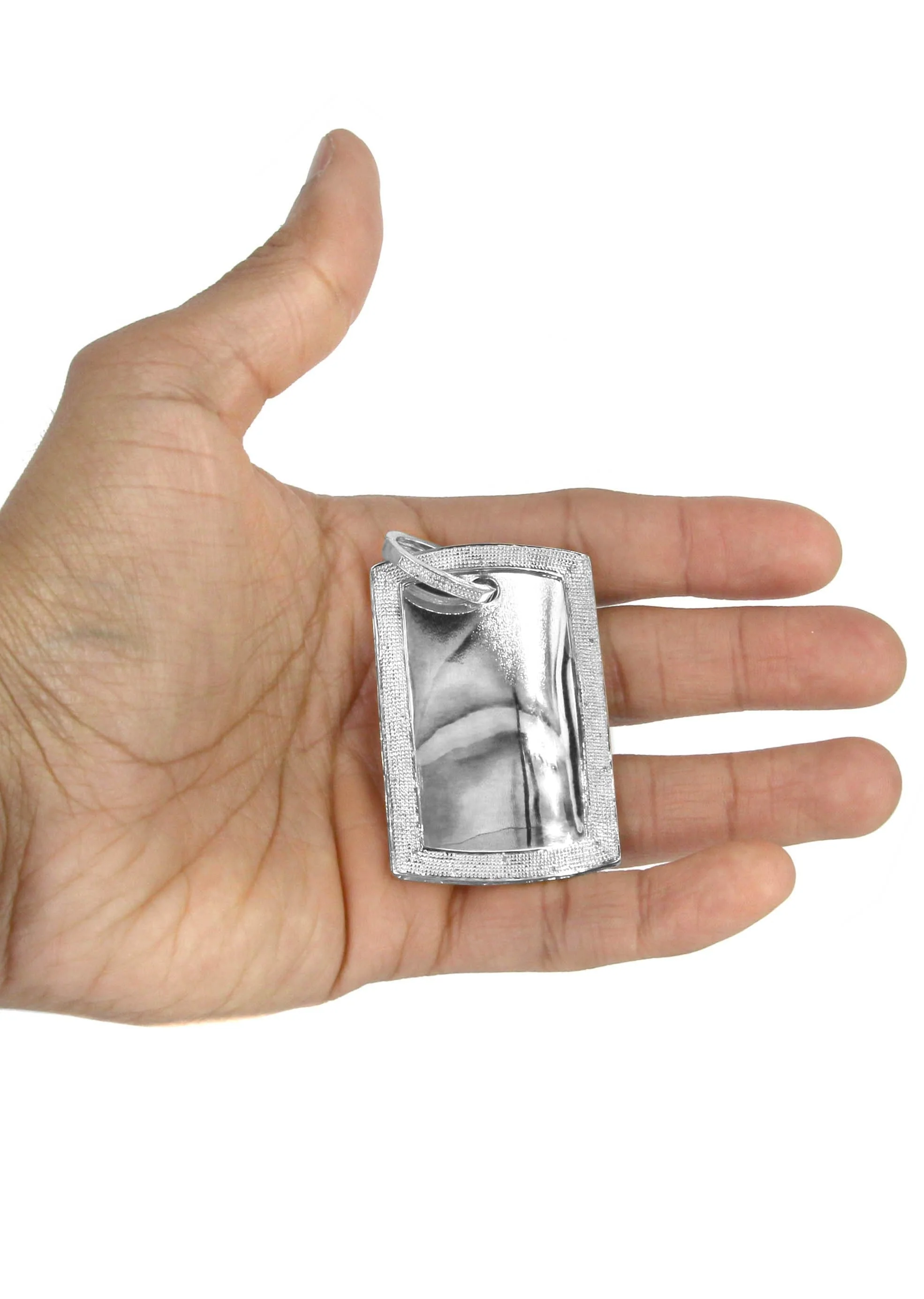 10K White Gold Diamond Dog Tag Picture Pendant Necklace | Appx. 36 Grams - Image 5