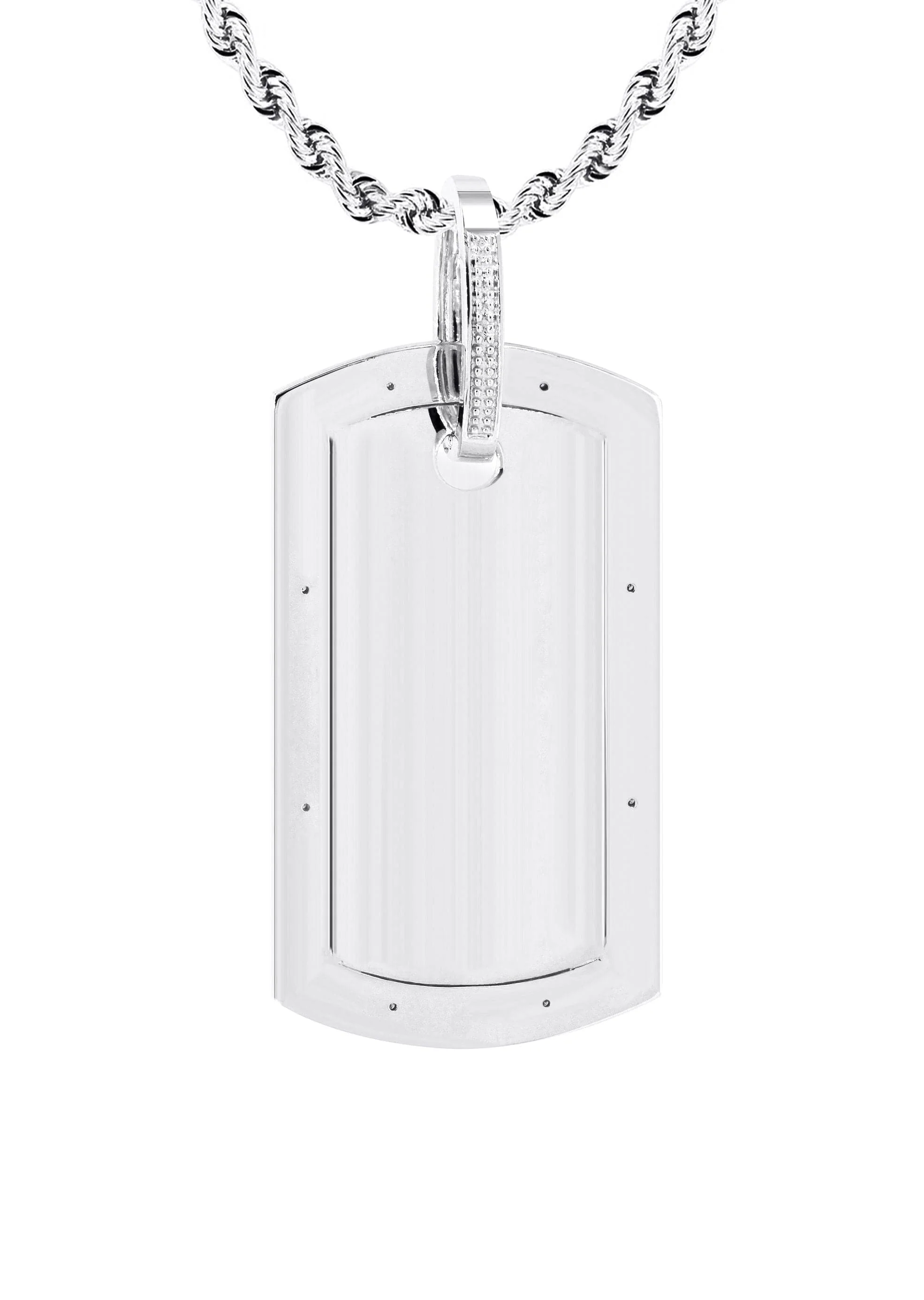 10K White Gold Diamond Dog Tag Picture Pendant Necklace | Appx. 20 Grams - Image 3