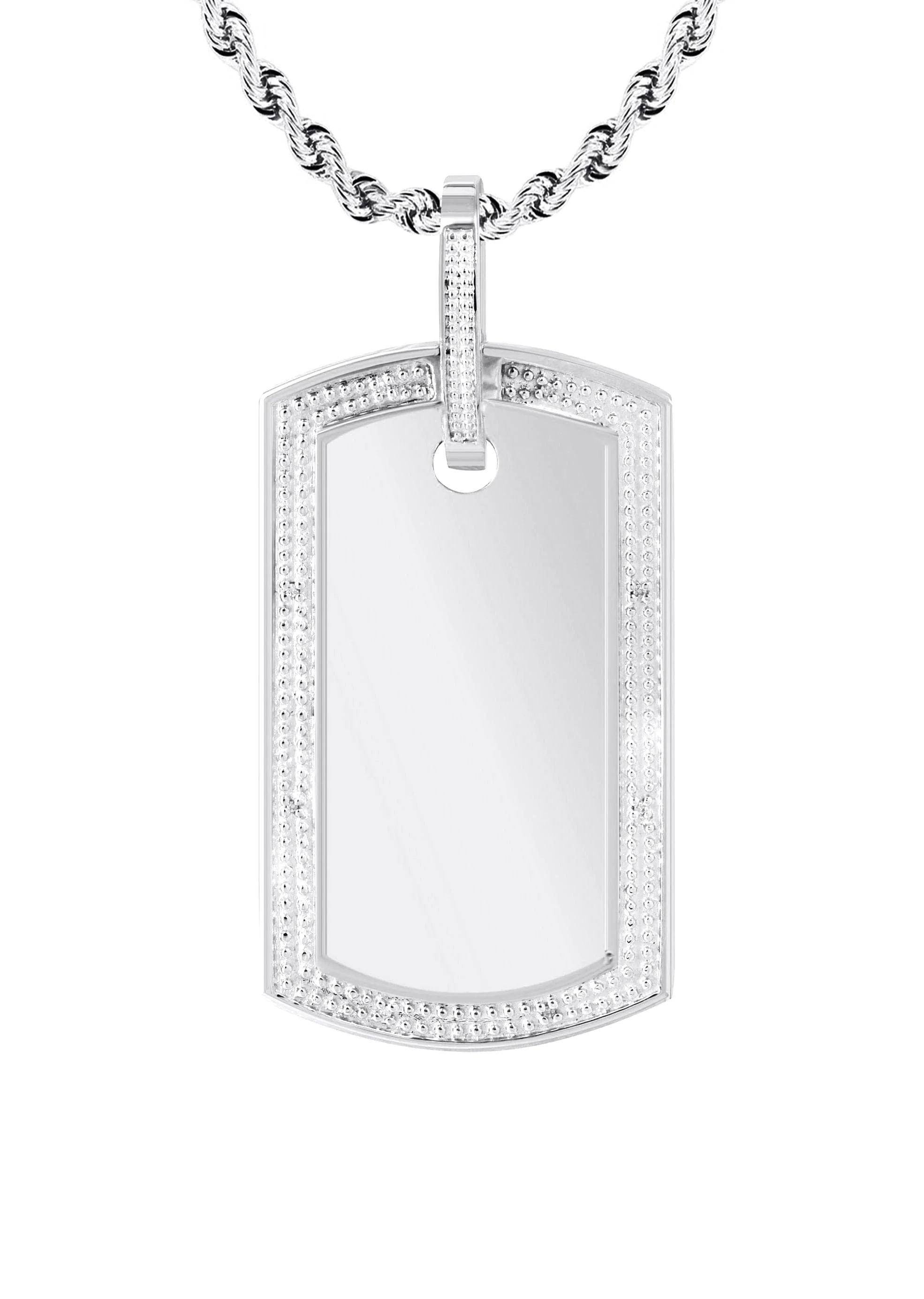 10K White Gold Diamond Dog Tag Picture Pendant Necklace | Appx. 20 Grams - Image 4