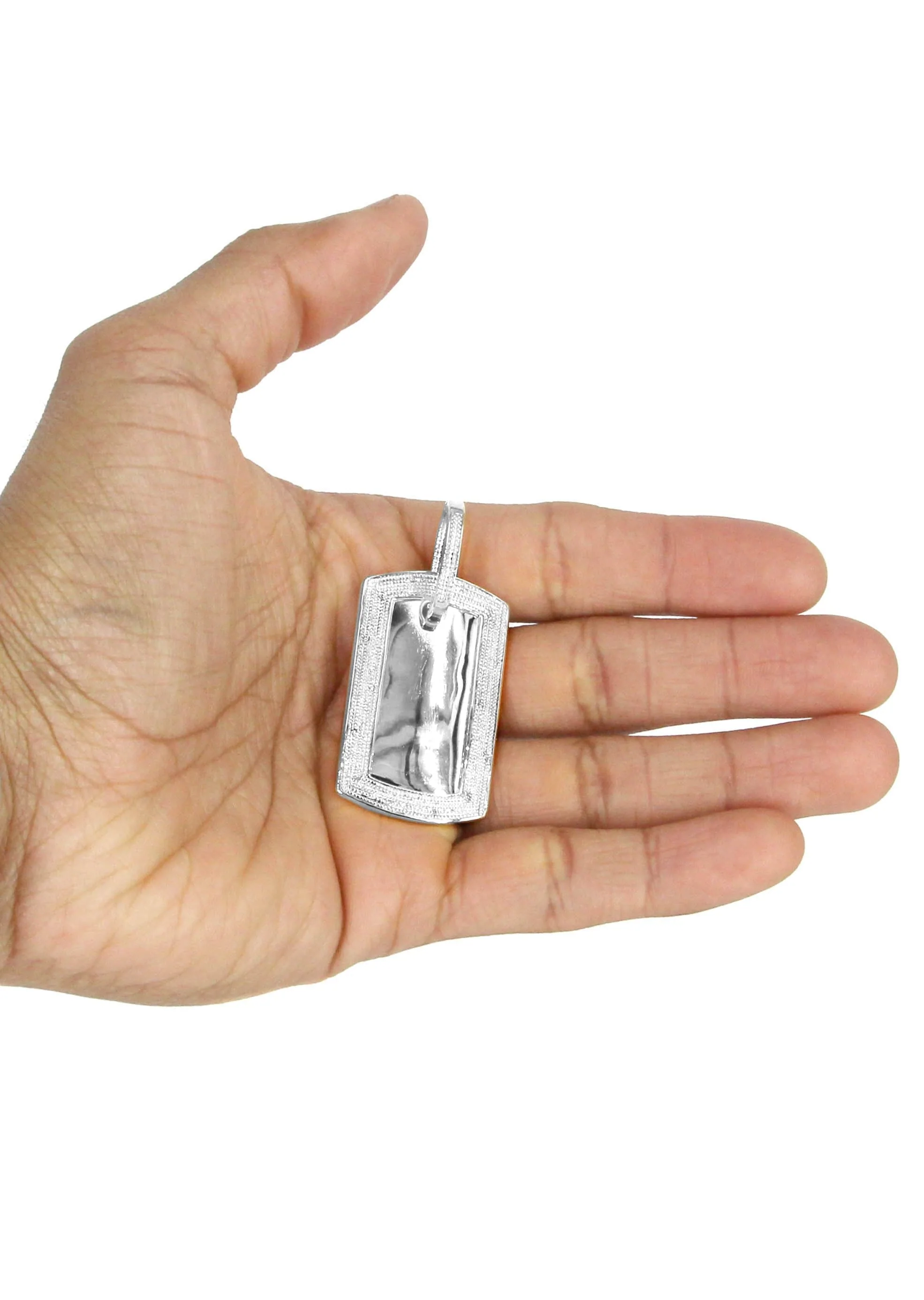 10K White Gold Diamond Dog Tag Picture Pendant Necklace | Appx. 20 Grams - Image 5
