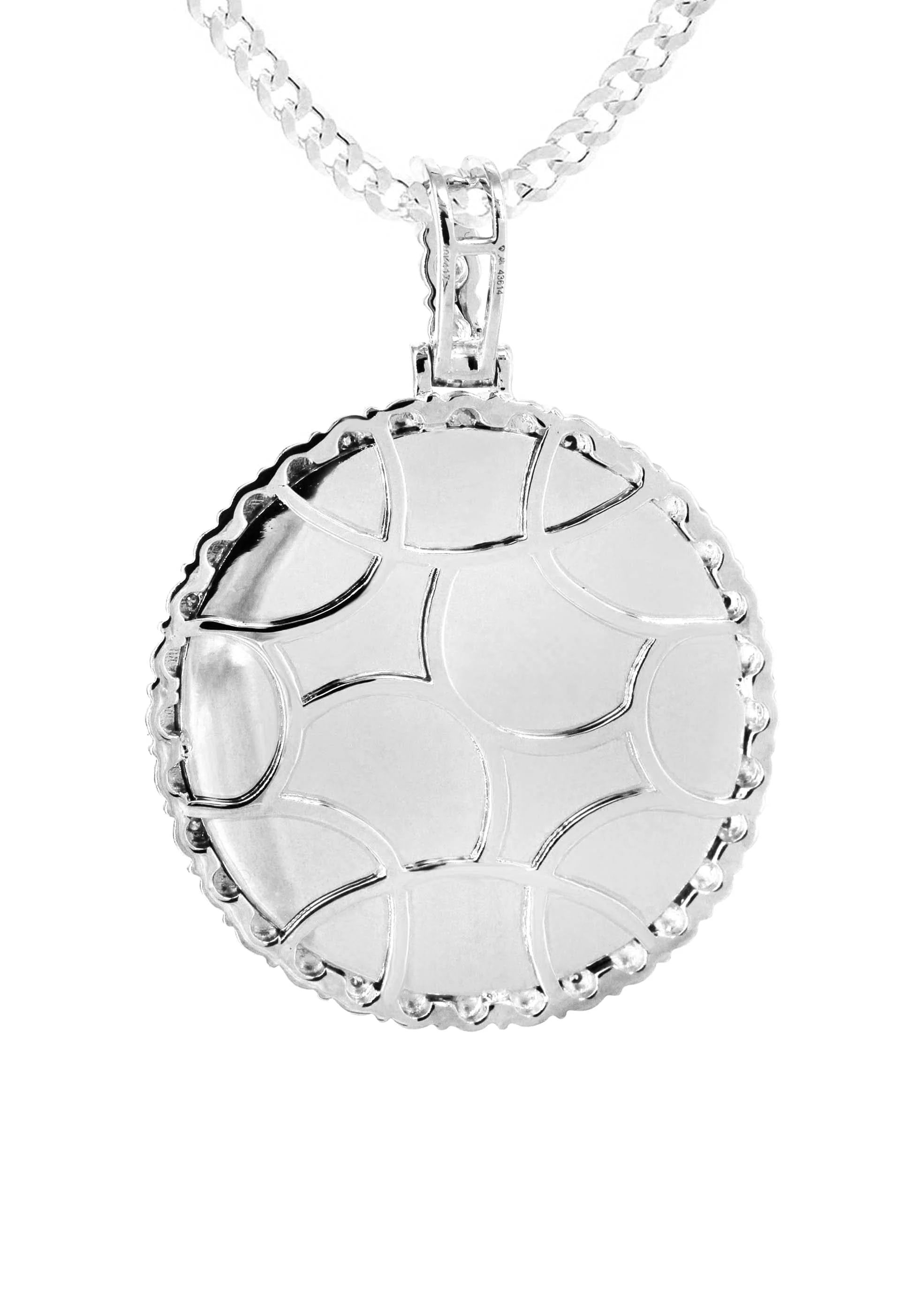10K White Gold Diamond Round Picture Pendant Necklace | Appx. 16 Grams - Image 4