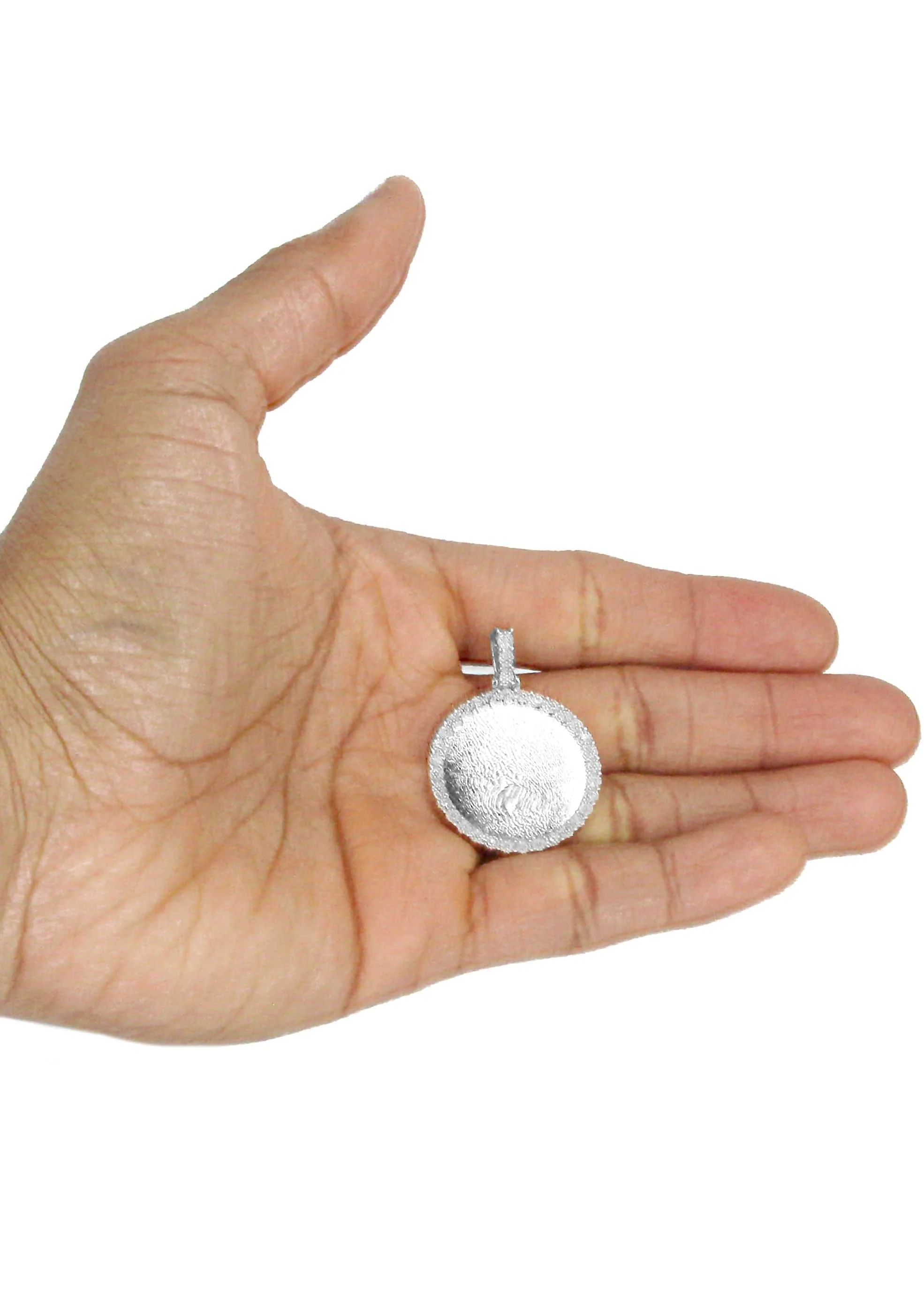 10K White Gold Diamond Round Picture Pendant Necklace | Appx. 16 Grams - Image 5
