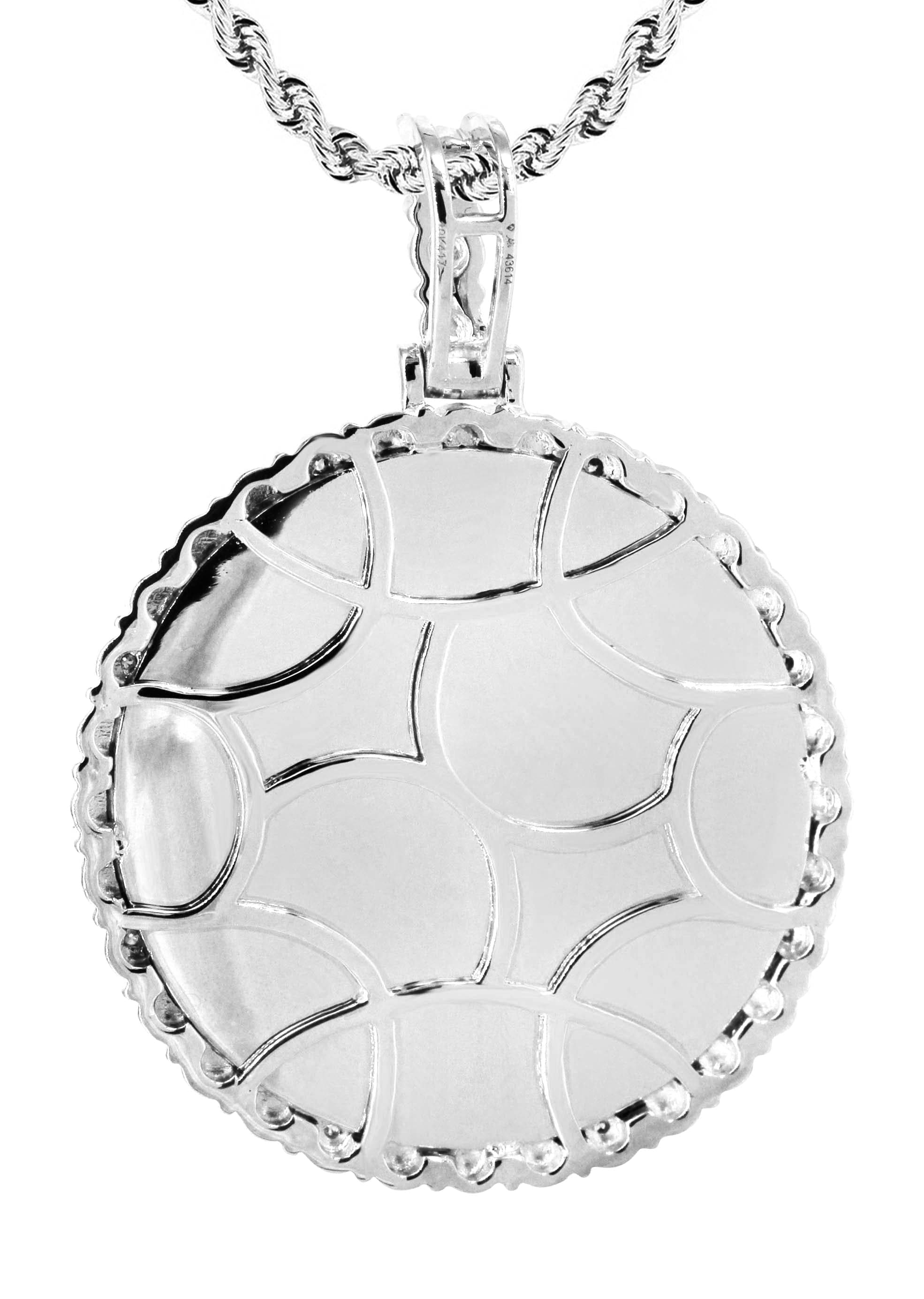 10K White Gold Diamond Round Picture Pendant Necklace | Appx. 19 Grams - Image 3