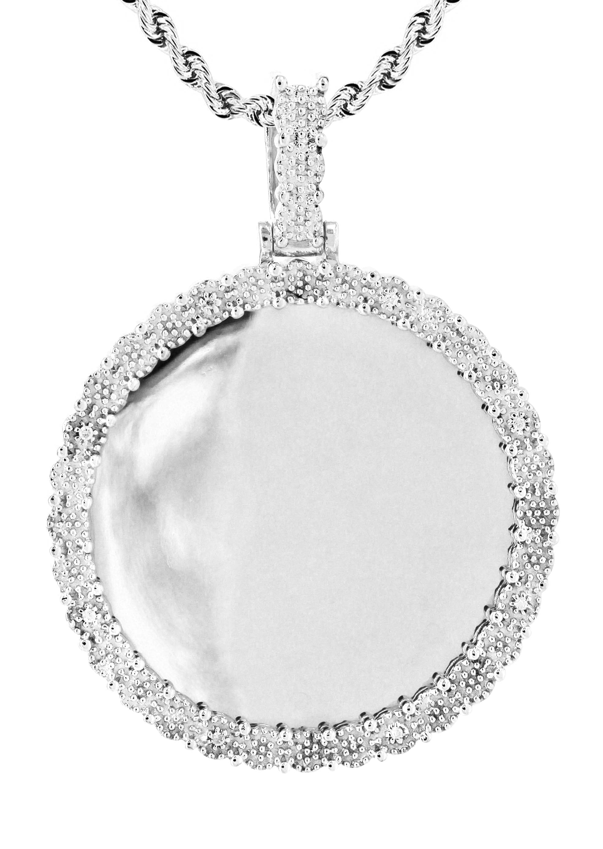 10K White Gold Diamond Round Picture Pendant Necklace | Appx. 19 Grams - Image 4