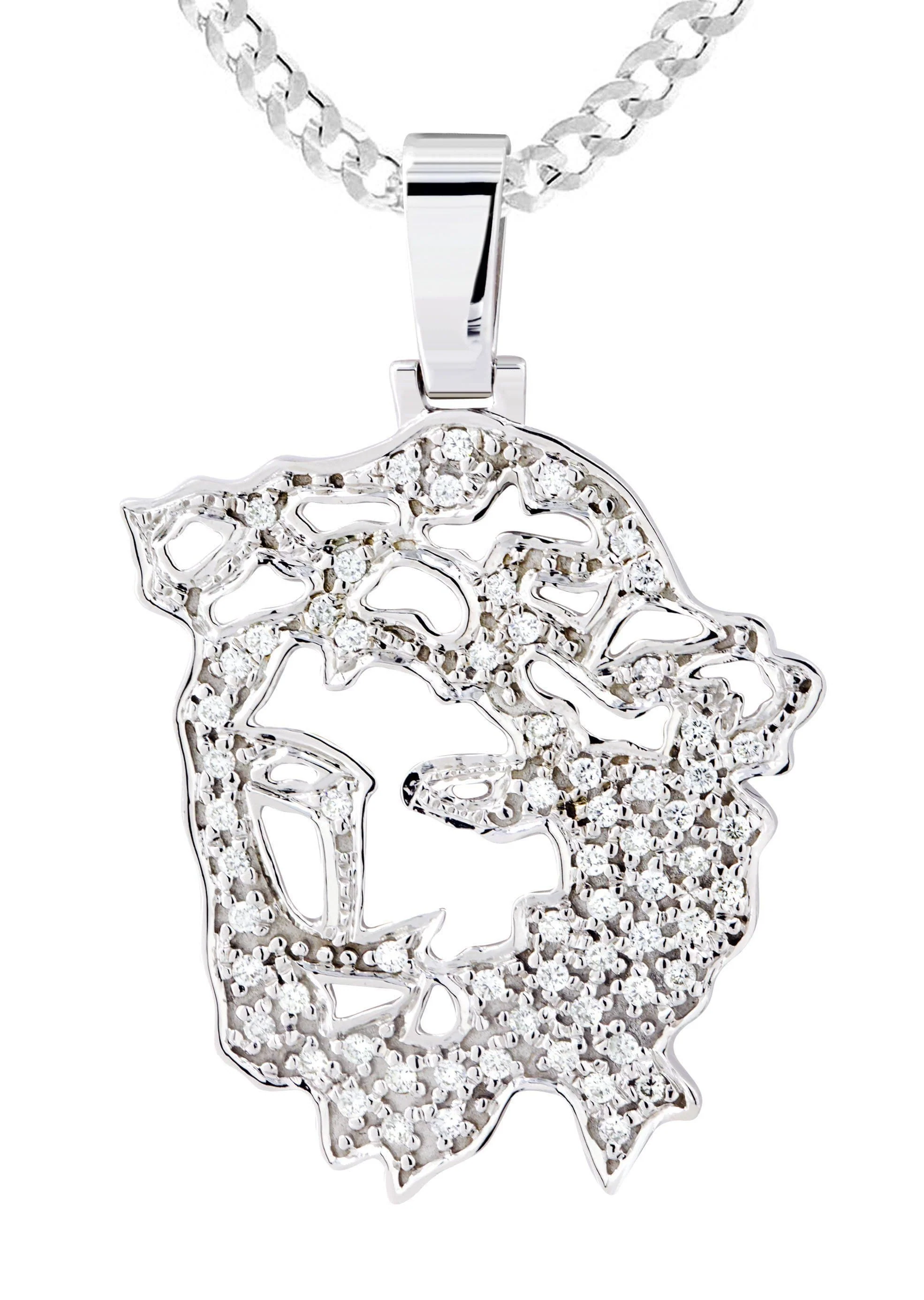 10K White Gold 3D Jesus Head Diamond Necklace | 0.67 Carats - Image 2