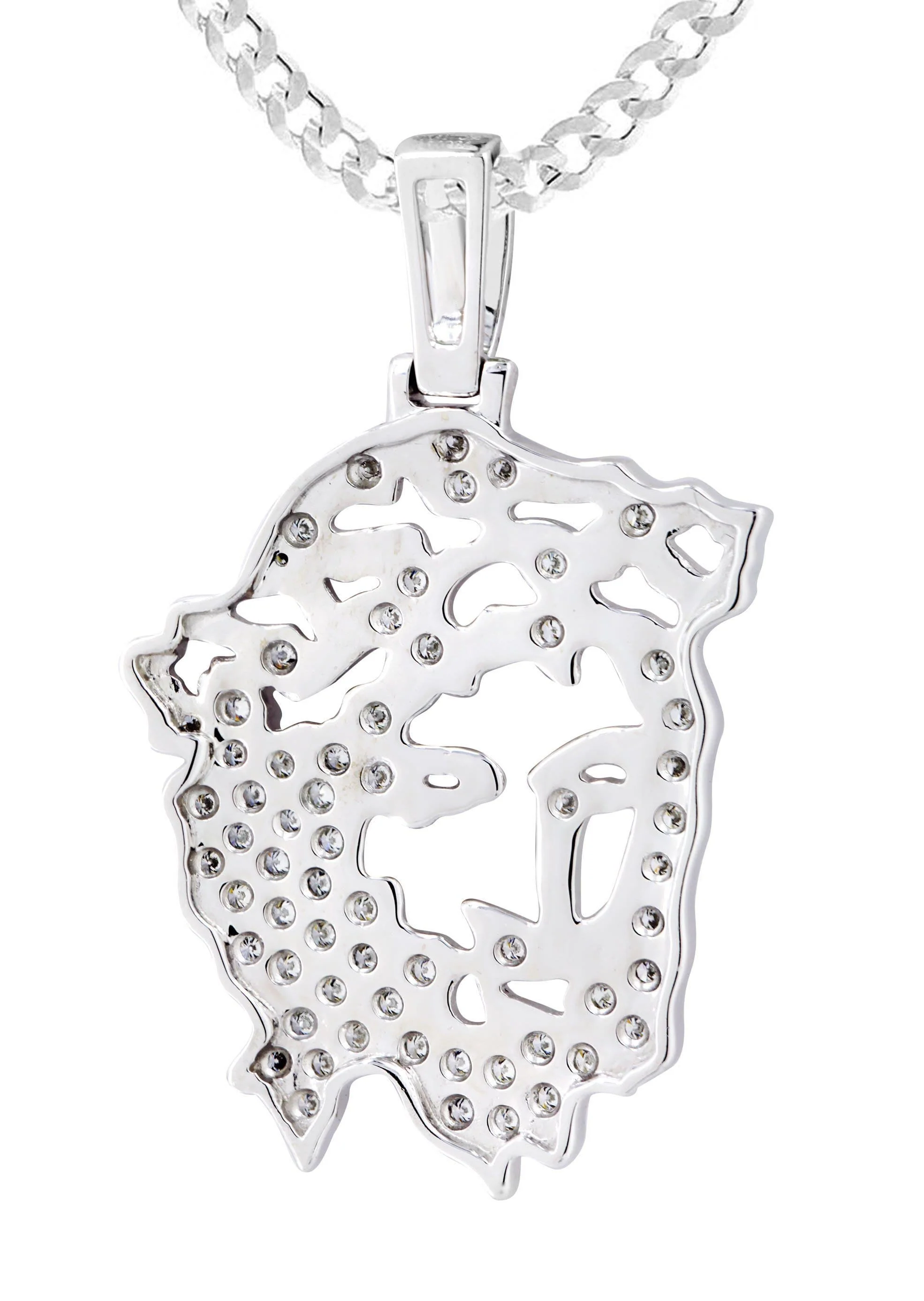 10K White Gold 3D Jesus Head Diamond Necklace | 0.67 Carats - Image 3