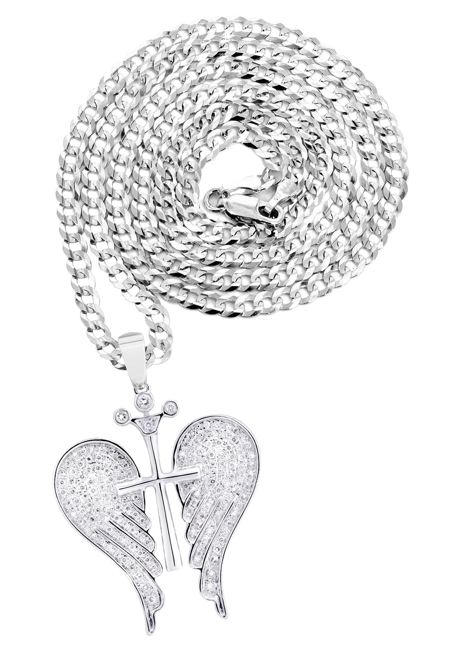 10K White Gold Wings Diamond Necklace | 0.86 Carats