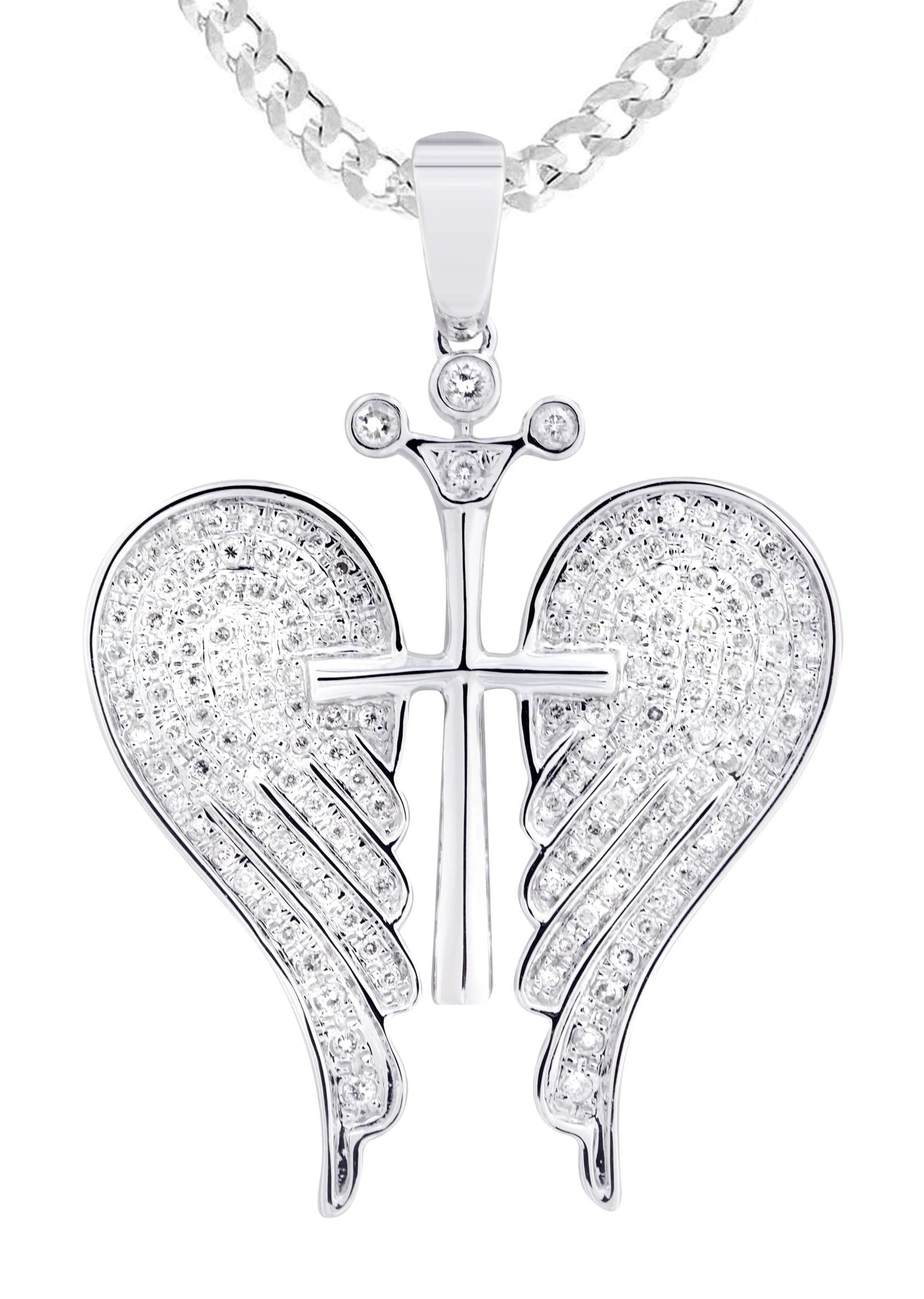 10K White Gold Wings Diamond Necklace | 0.86 Carats - Image 2
