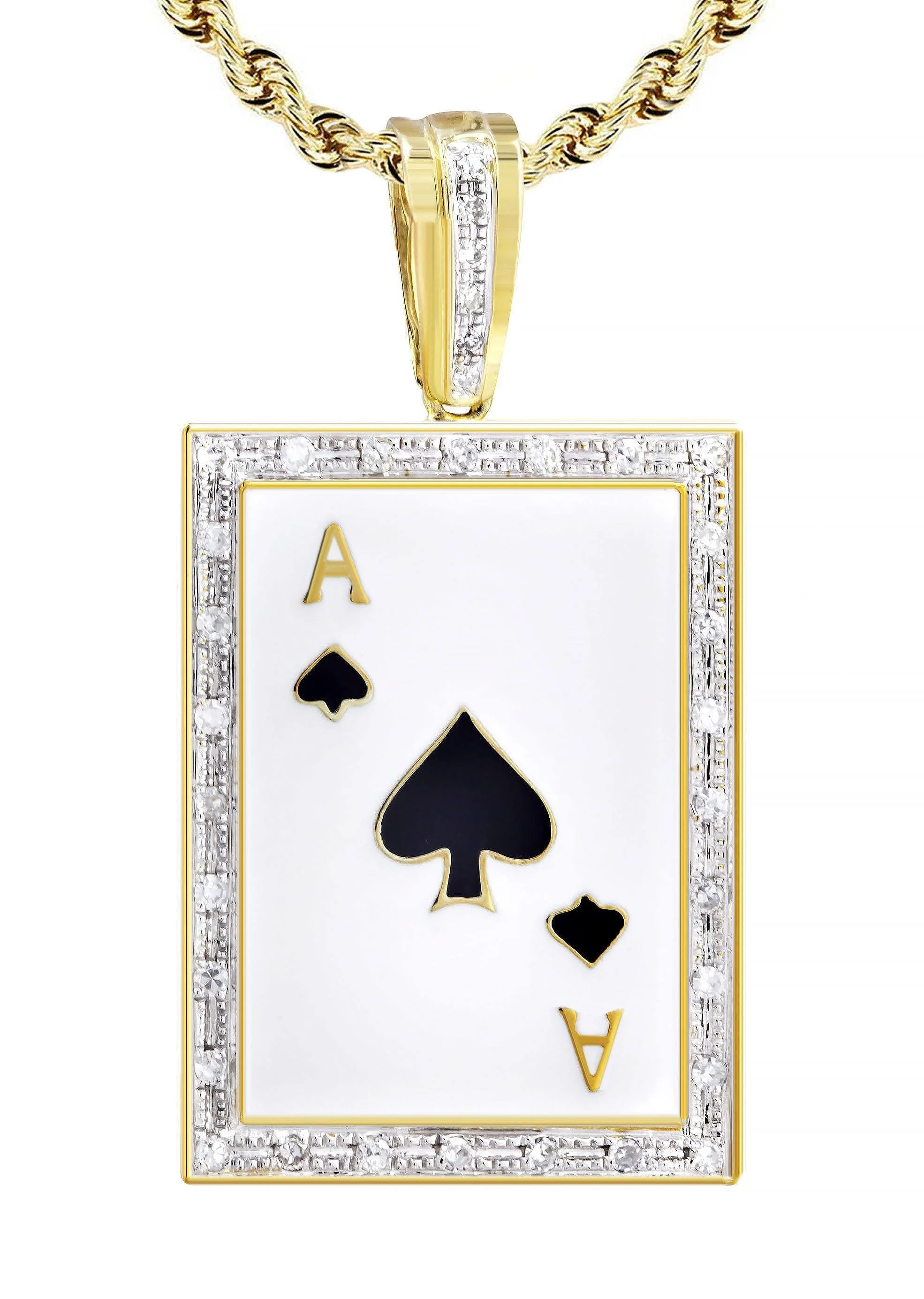 10K Yellow Gold Ace of Spades Diamond Necklace  | 0.55 Carats - Image 2