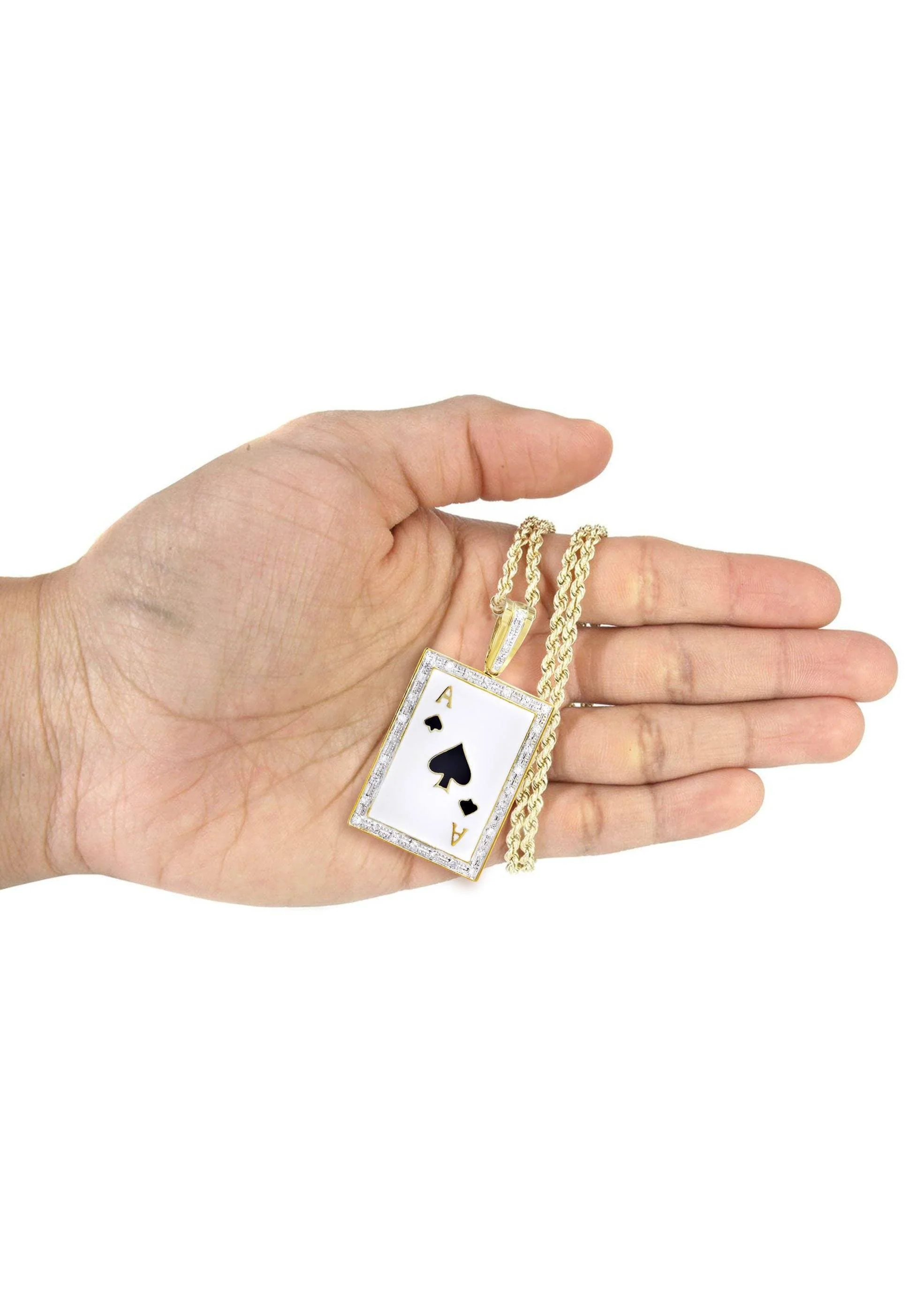 10K Yellow Gold Ace of Spades Diamond Necklace  | 0.55 Carats - Image 5
