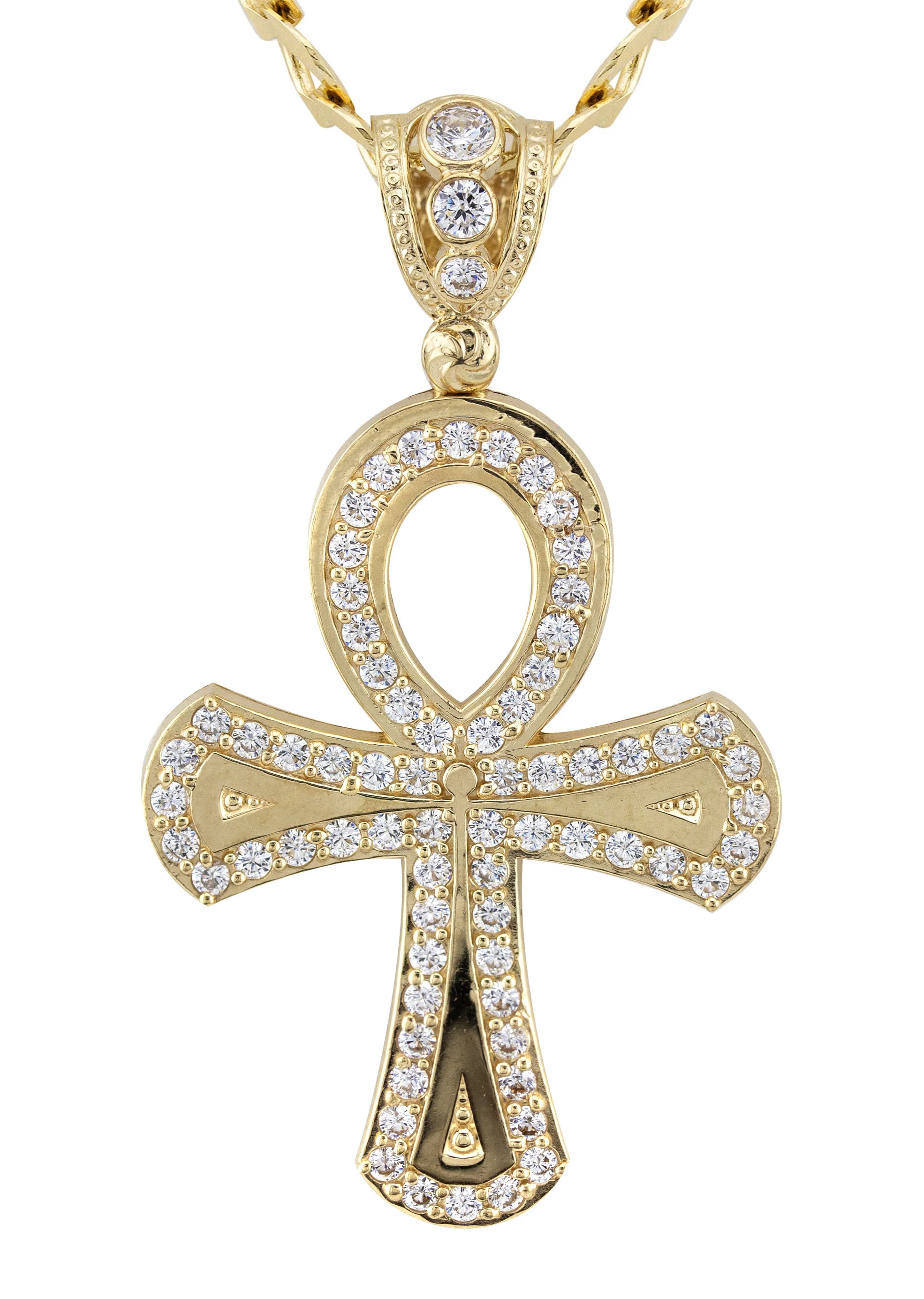 10K Yellow Gold Ankh Necklace | Small 10 Grams - Large 19 Grams - Image 2