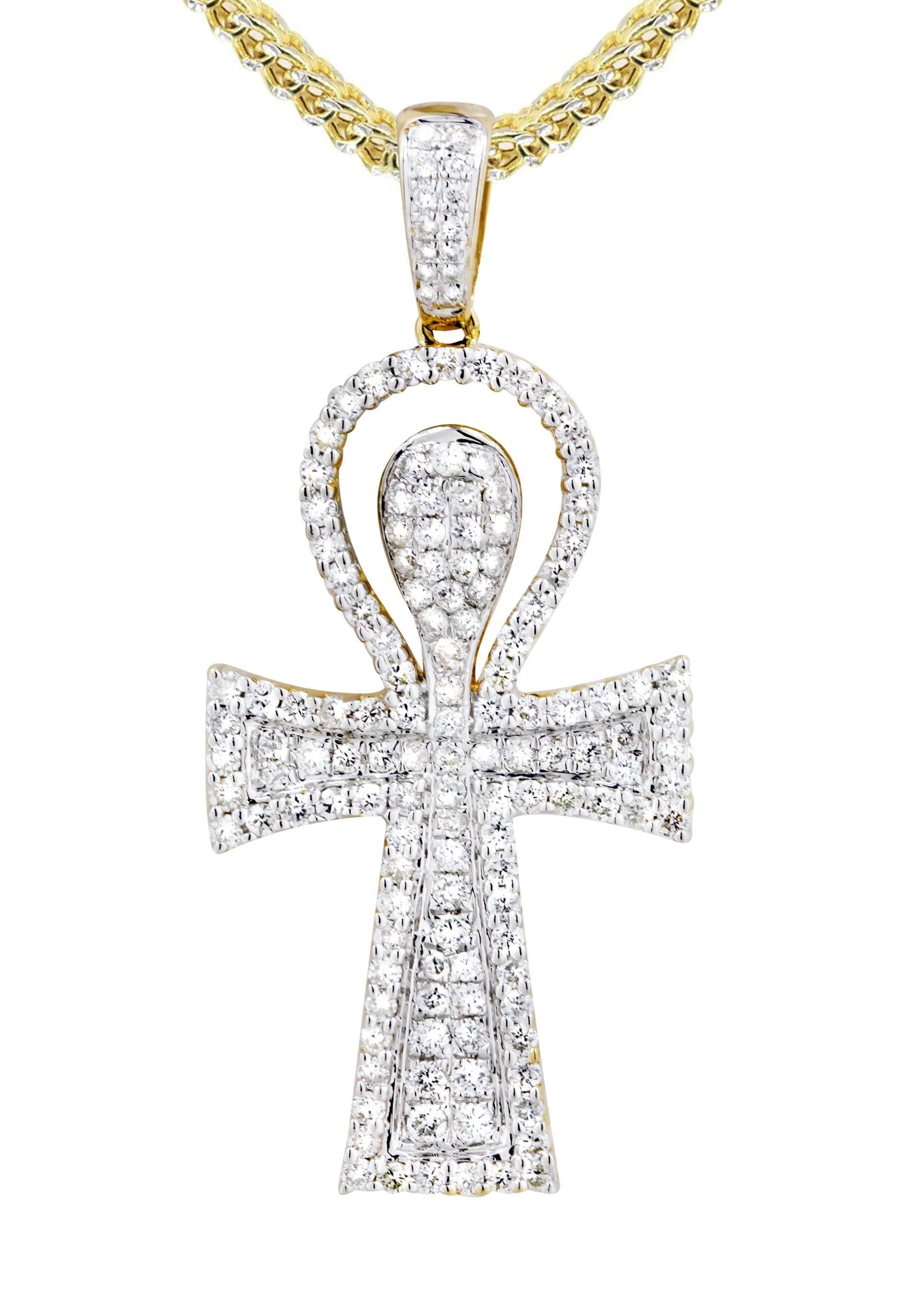 10K Yellow Gold Ankh Diamond Necklace | 0.77 Carats - Image 2