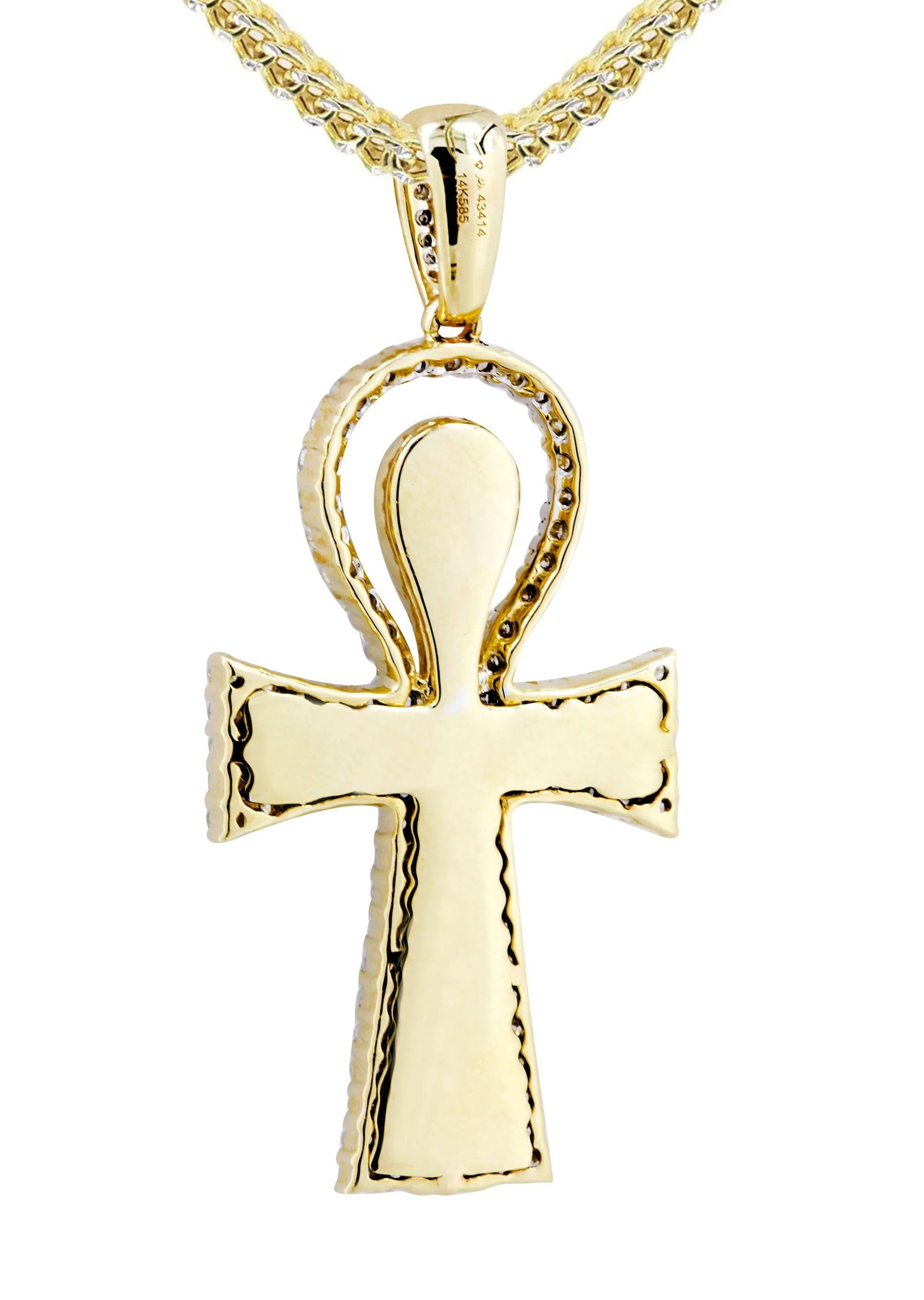 10K Yellow Gold Ankh Diamond Necklace | 0.77 Carats - Image 3