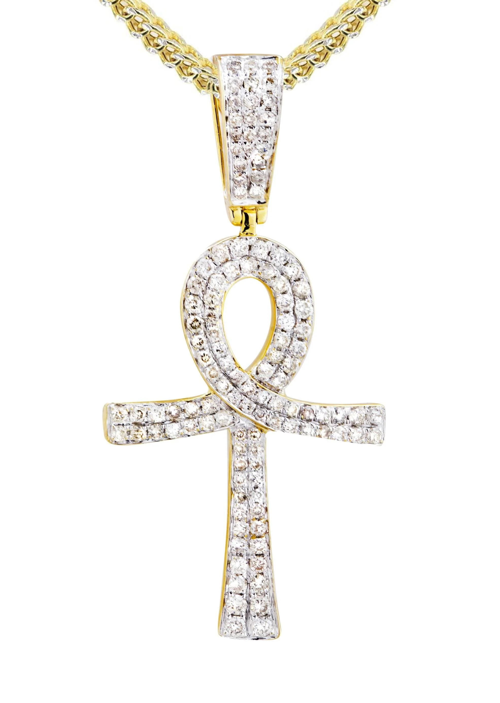 10K Yellow Gold Ankh Diamond Necklace | 0.93 Carats - Image 2